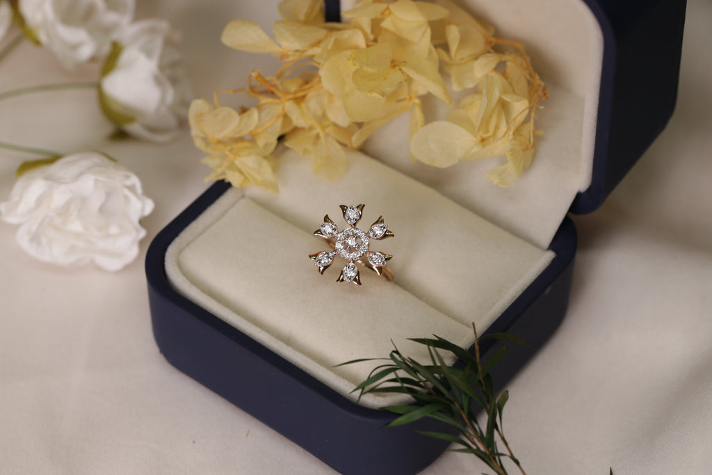 Diamond Floral Sunburst Cluster Ring