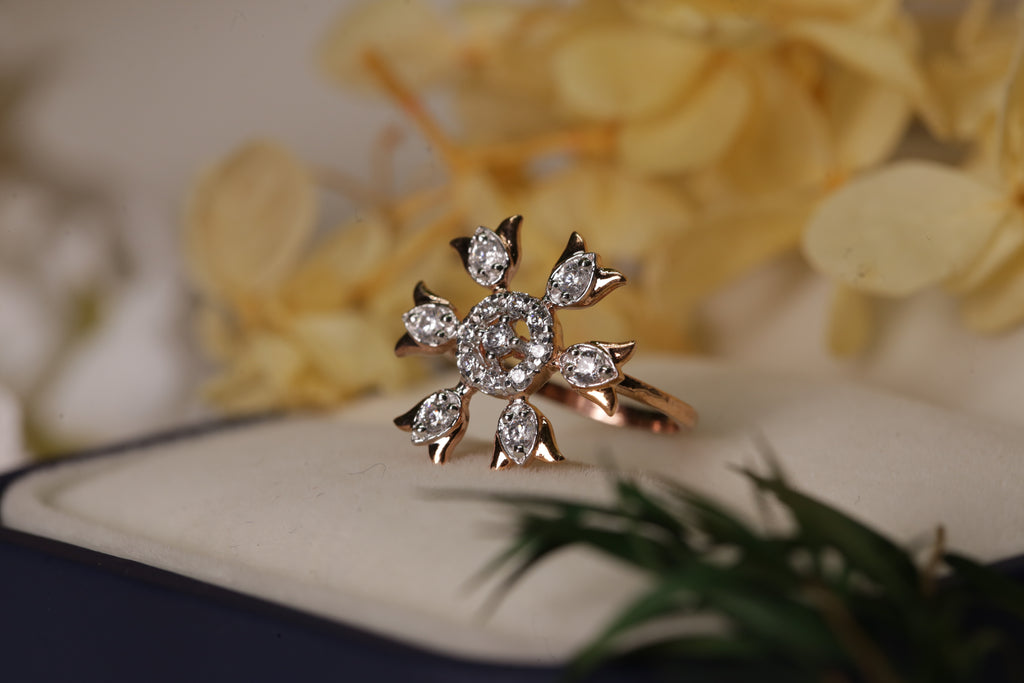 Diamond Floral Sunburst Cluster Ring