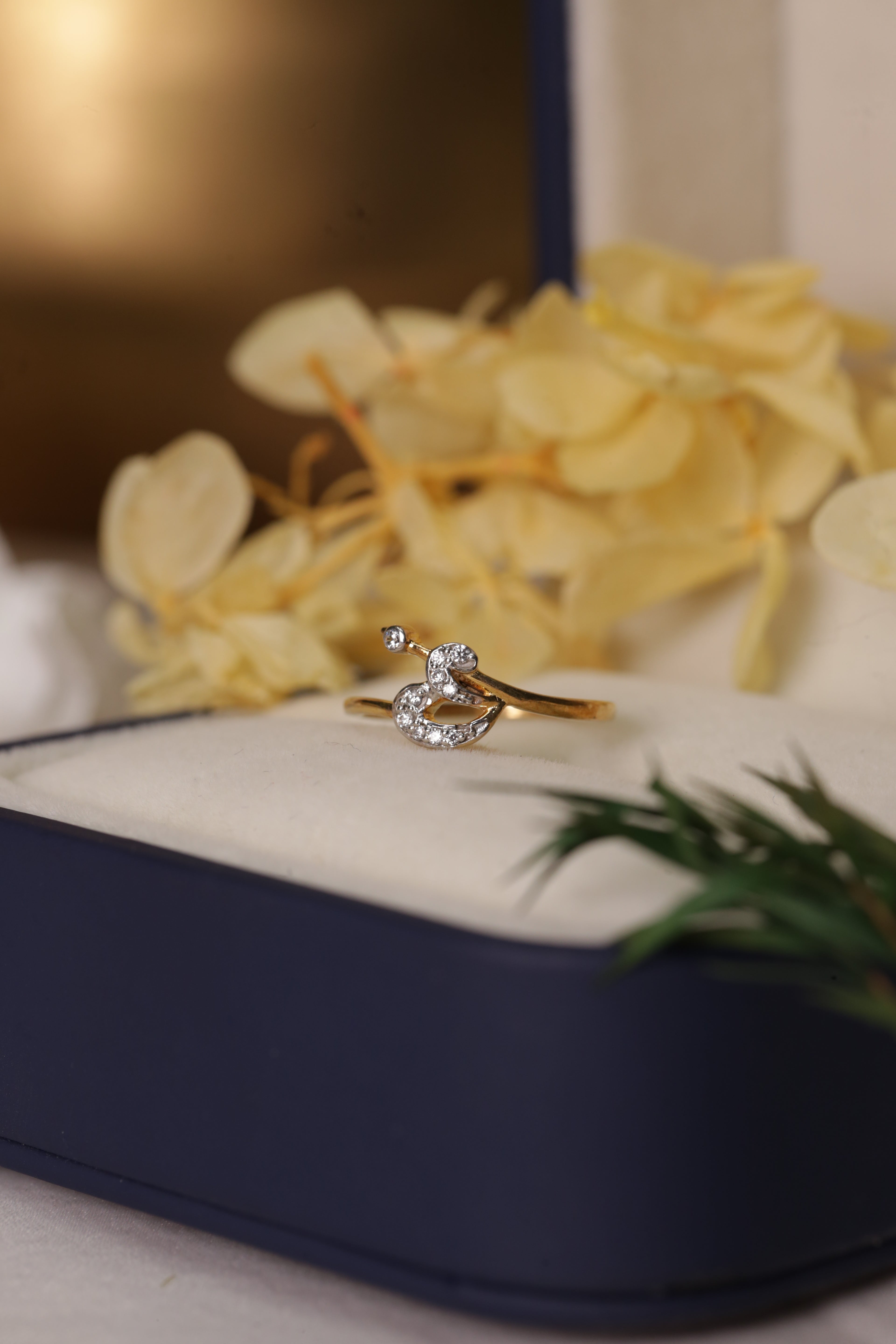 Diamond Swirl Open Band Ring