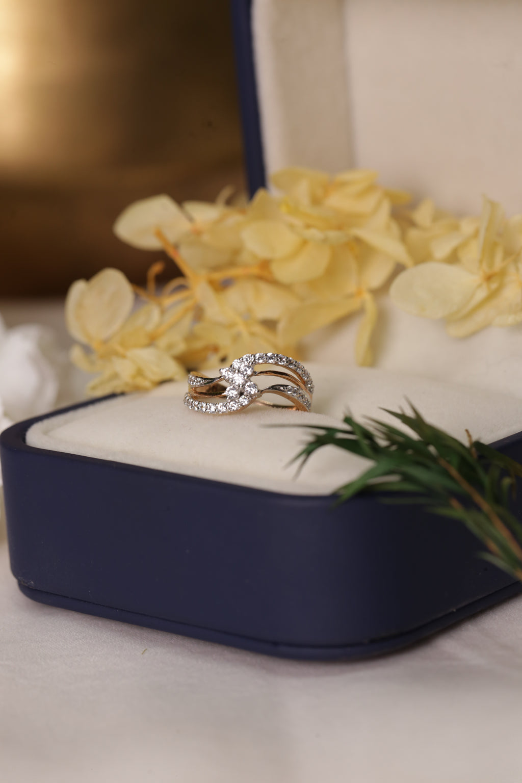 Diamond Multi Row Flow Band Ring