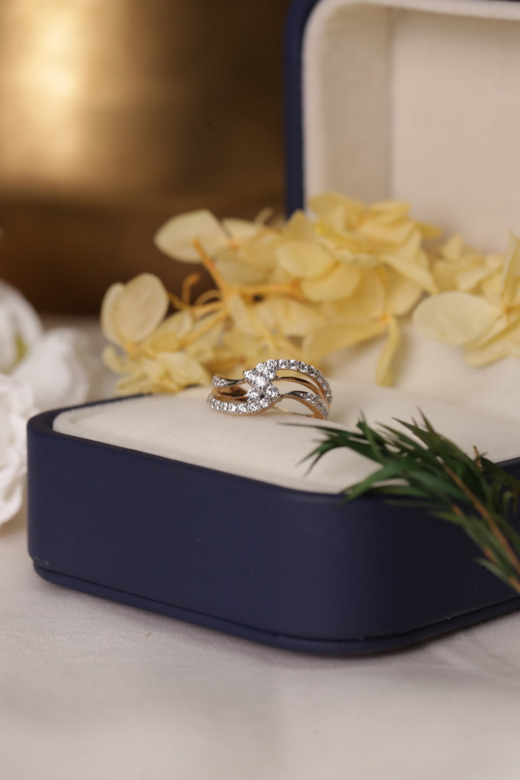 Diamond Multi Row Flow Band Ring