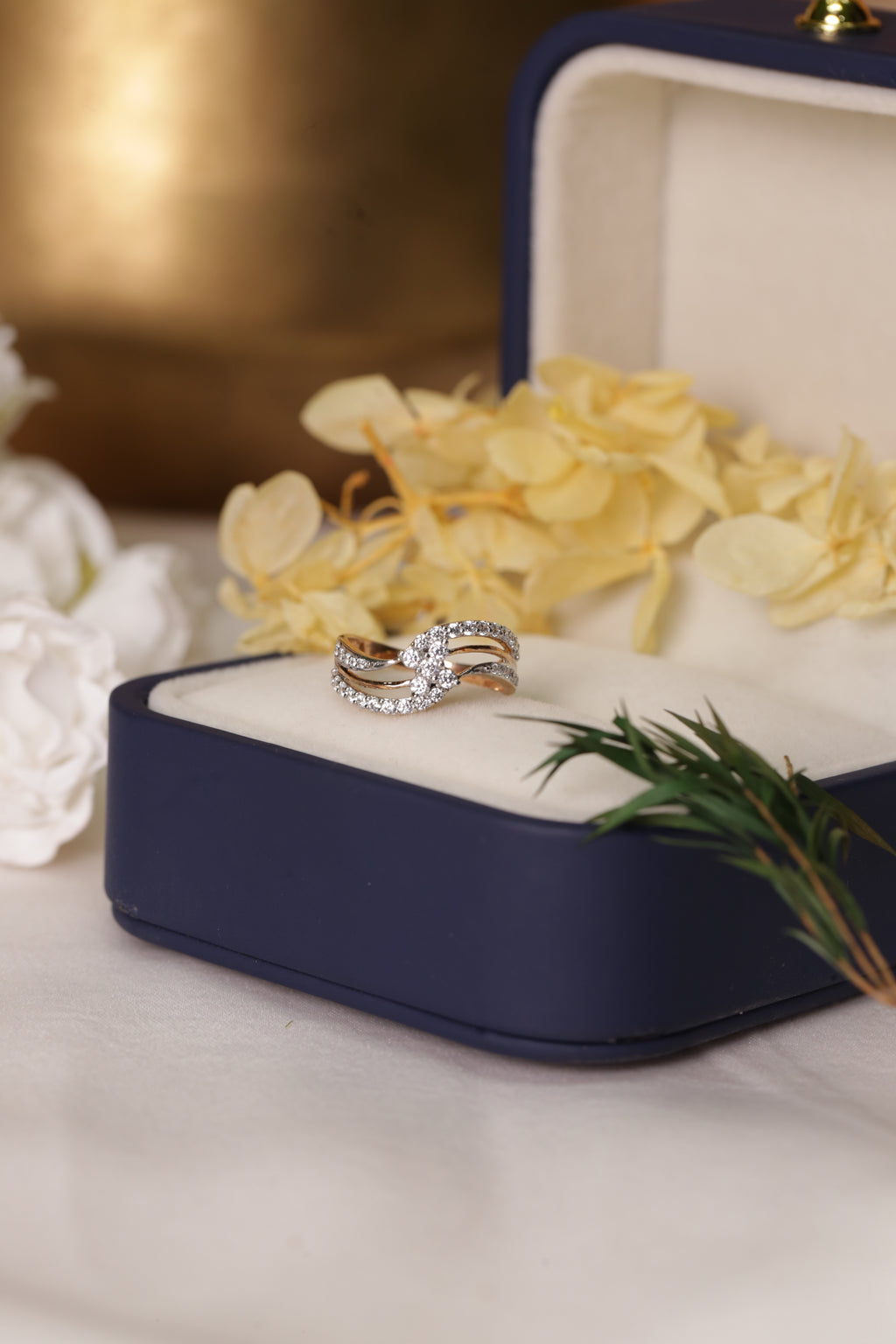 Diamond Multi Row Flow Band Ring