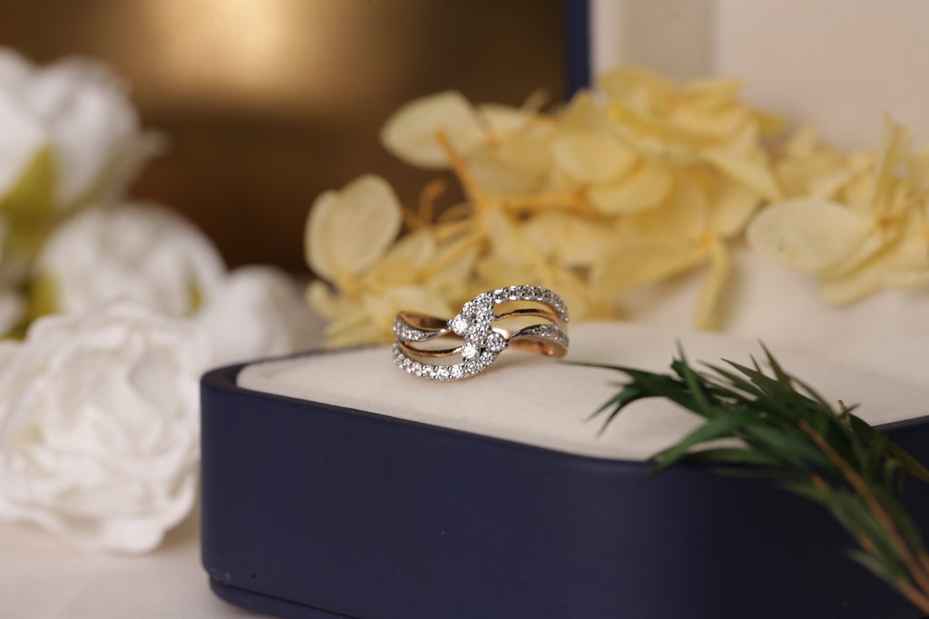 Diamond Multi Row Flow Band Ring