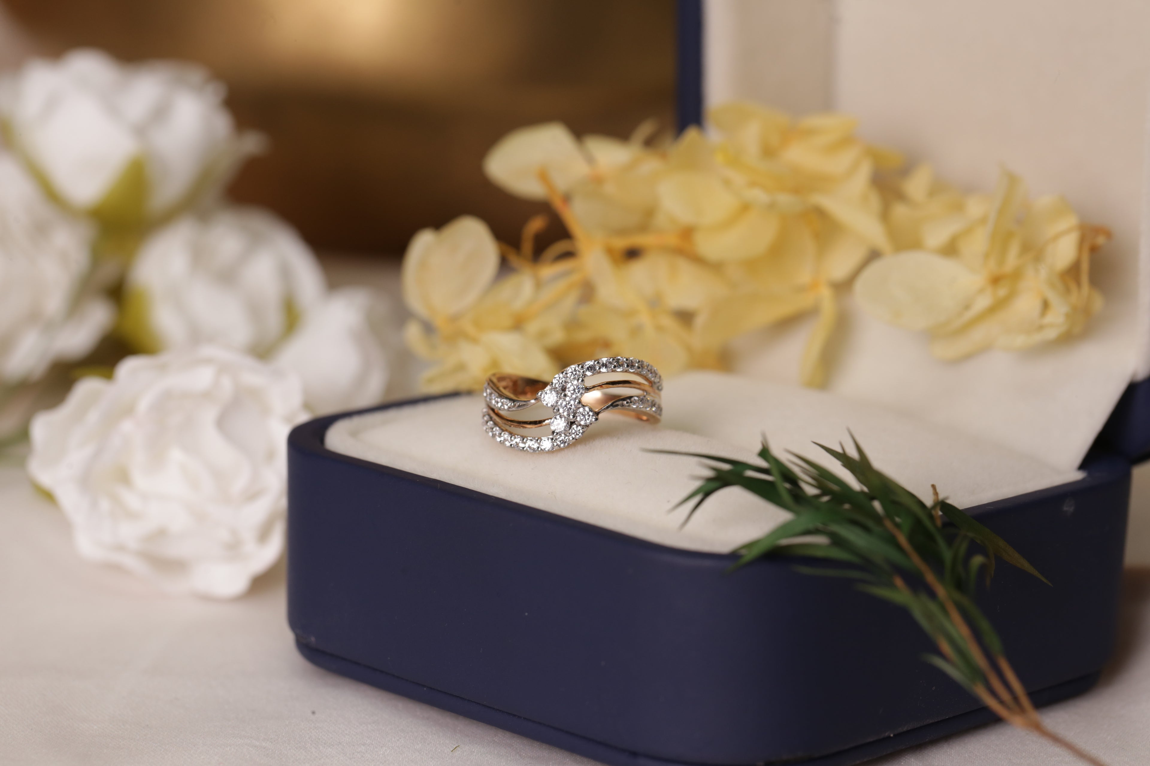 Diamond Multi Row Flow Band Ring