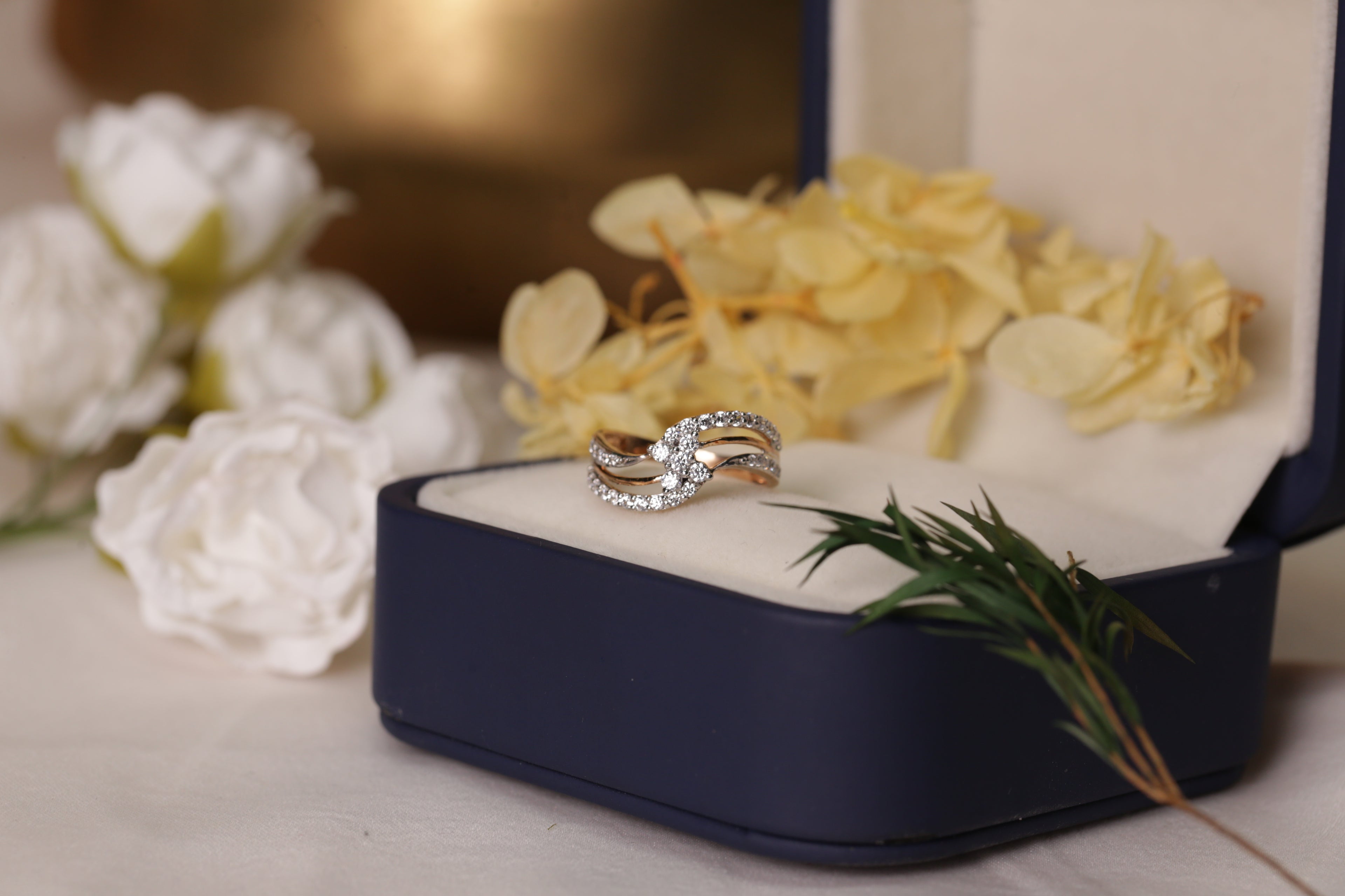 Diamond Multi Row Flow Band Ring