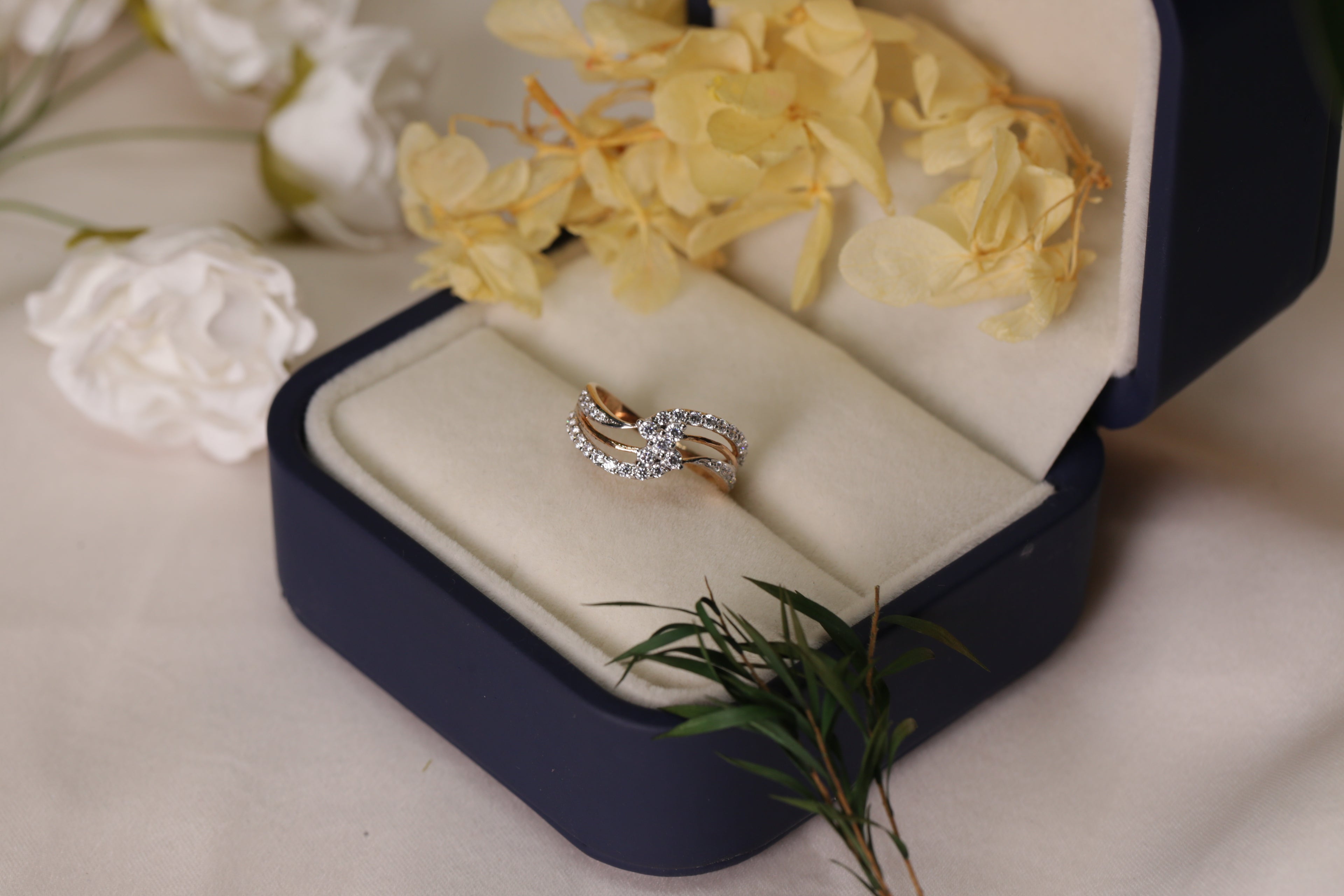 Diamond Multi Row Flow Band Ring