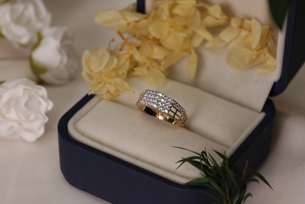 Diamond Multi Row Broad Band Ring