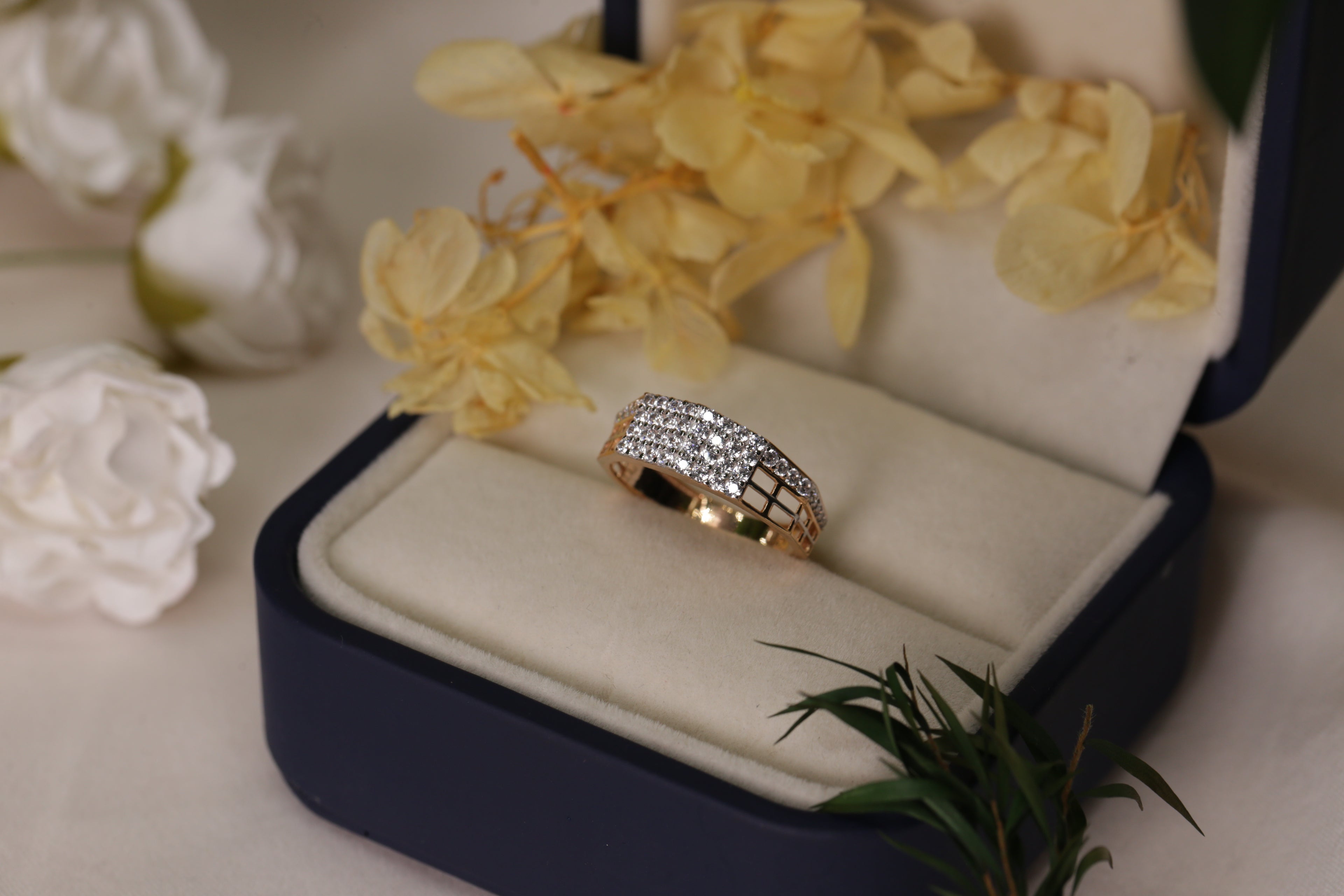 Diamond Multi Row Broad Band Ring