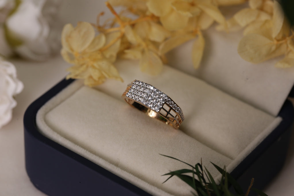 Diamond Multi Row Broad Band Ring