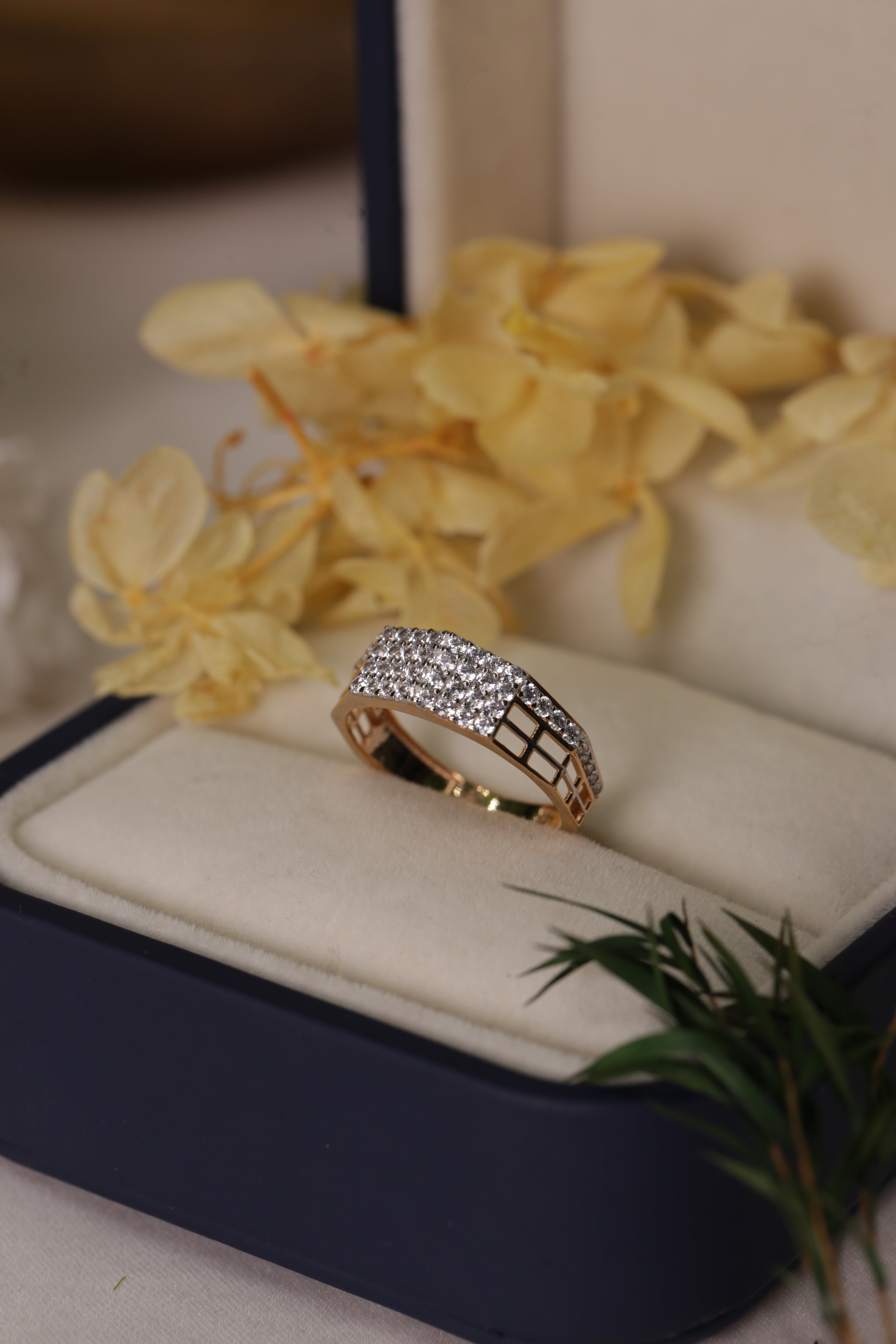 Diamond Multi Row Broad Band Ring