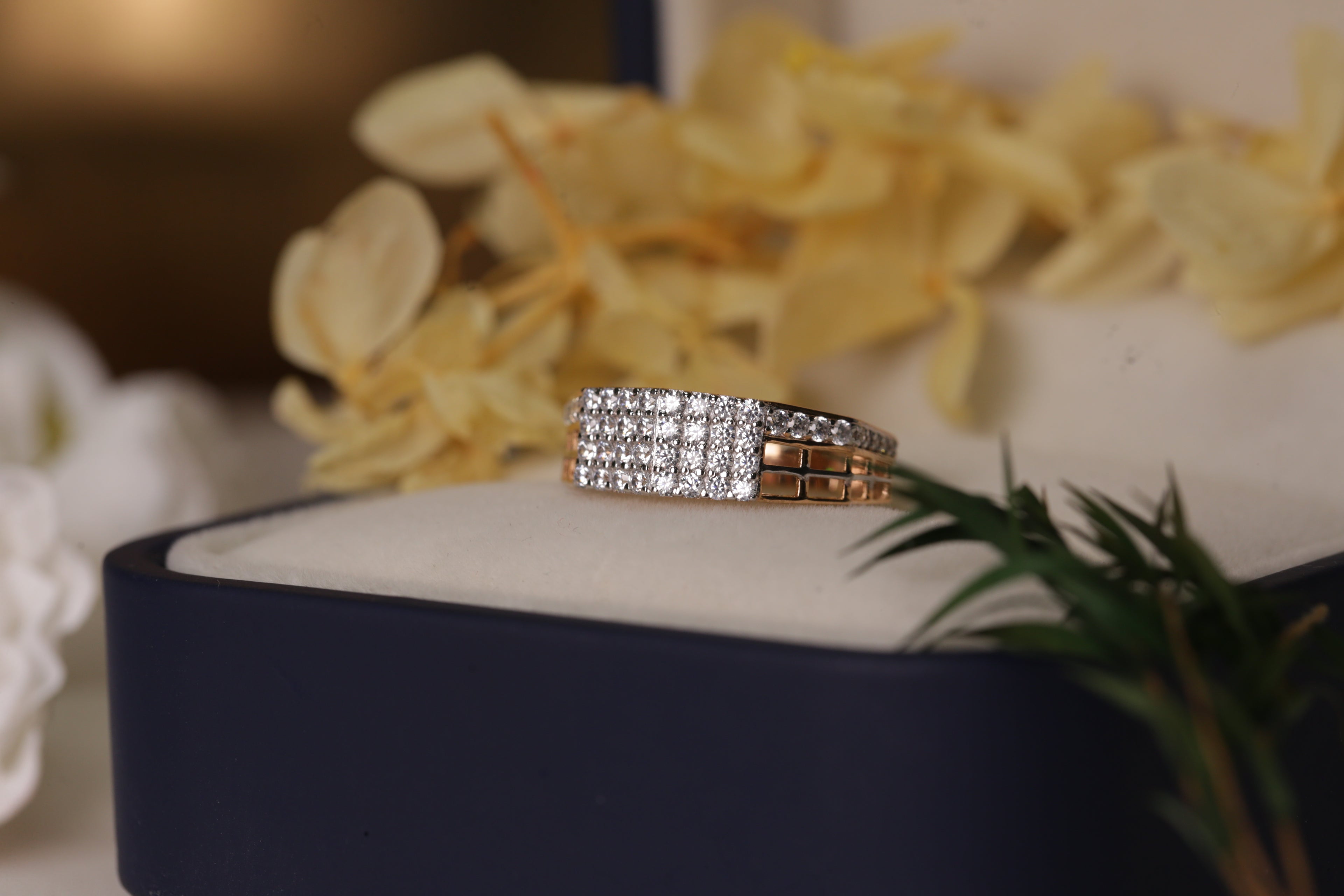 Diamond Multi Row Broad Band Ring