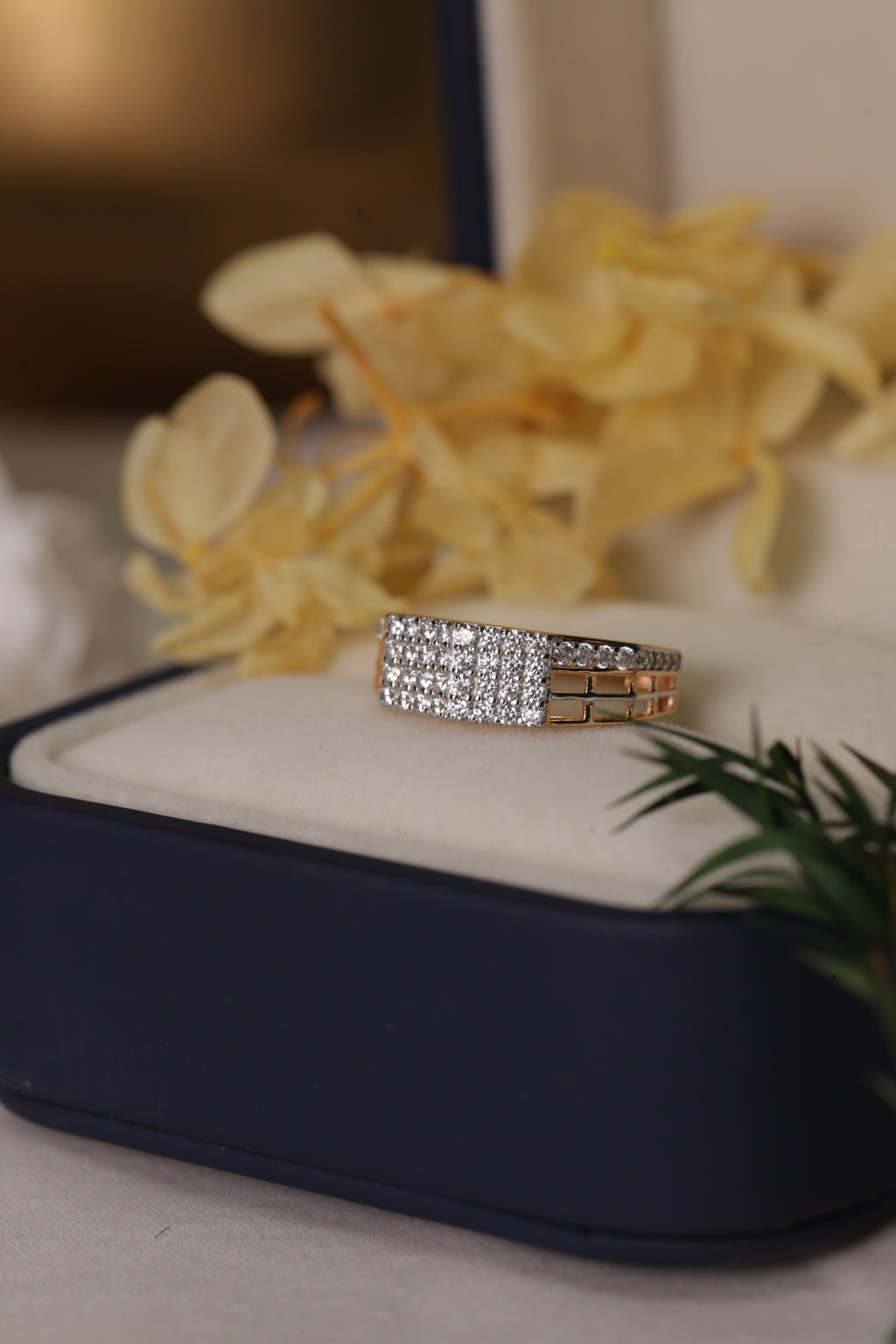 Diamond Multi Row Broad Band Ring