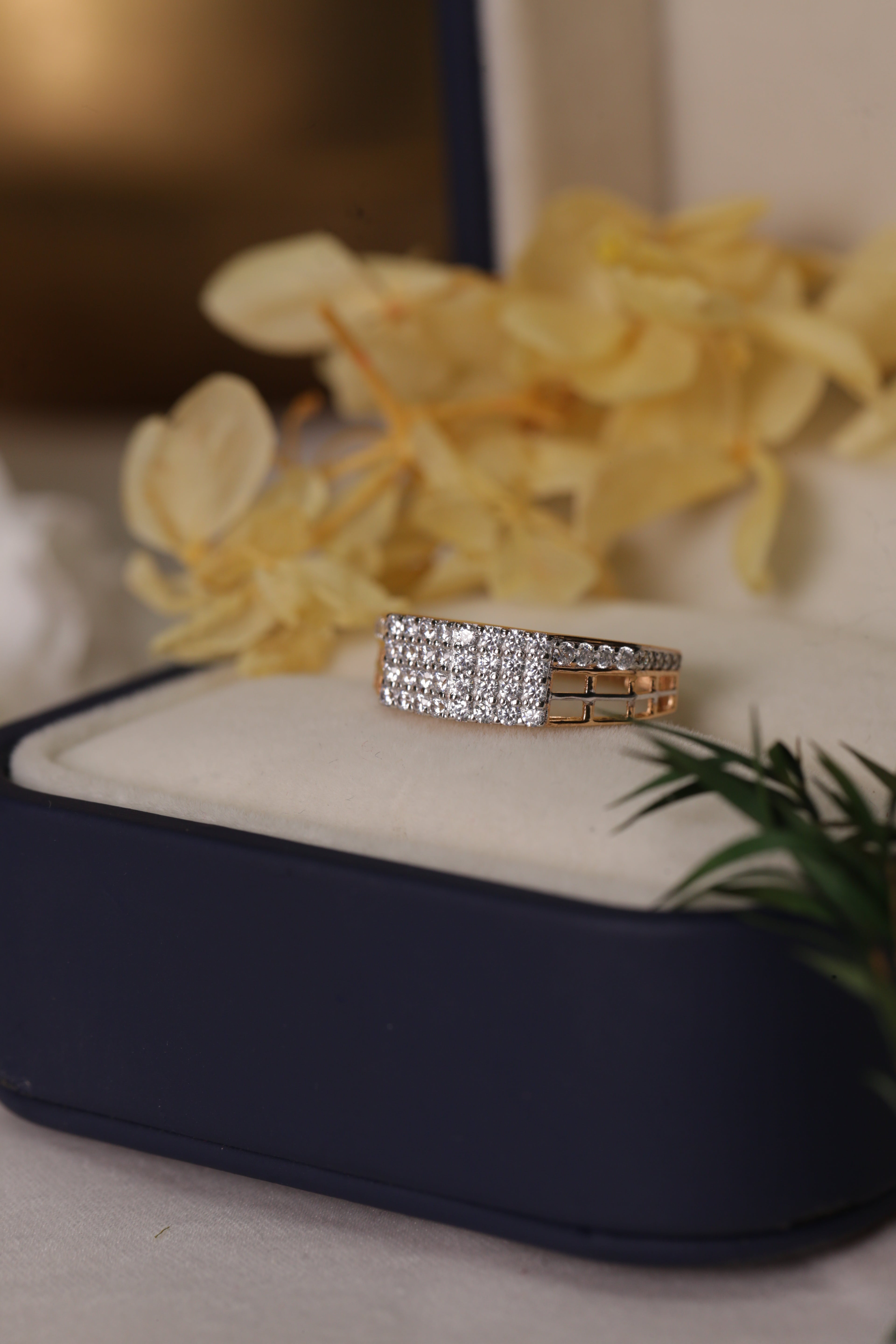 Diamond Multi Row Broad Band Ring