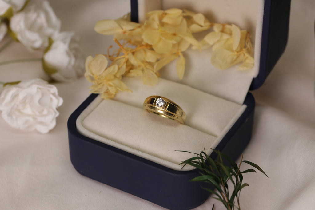 Diamond Single Stone Band Ring