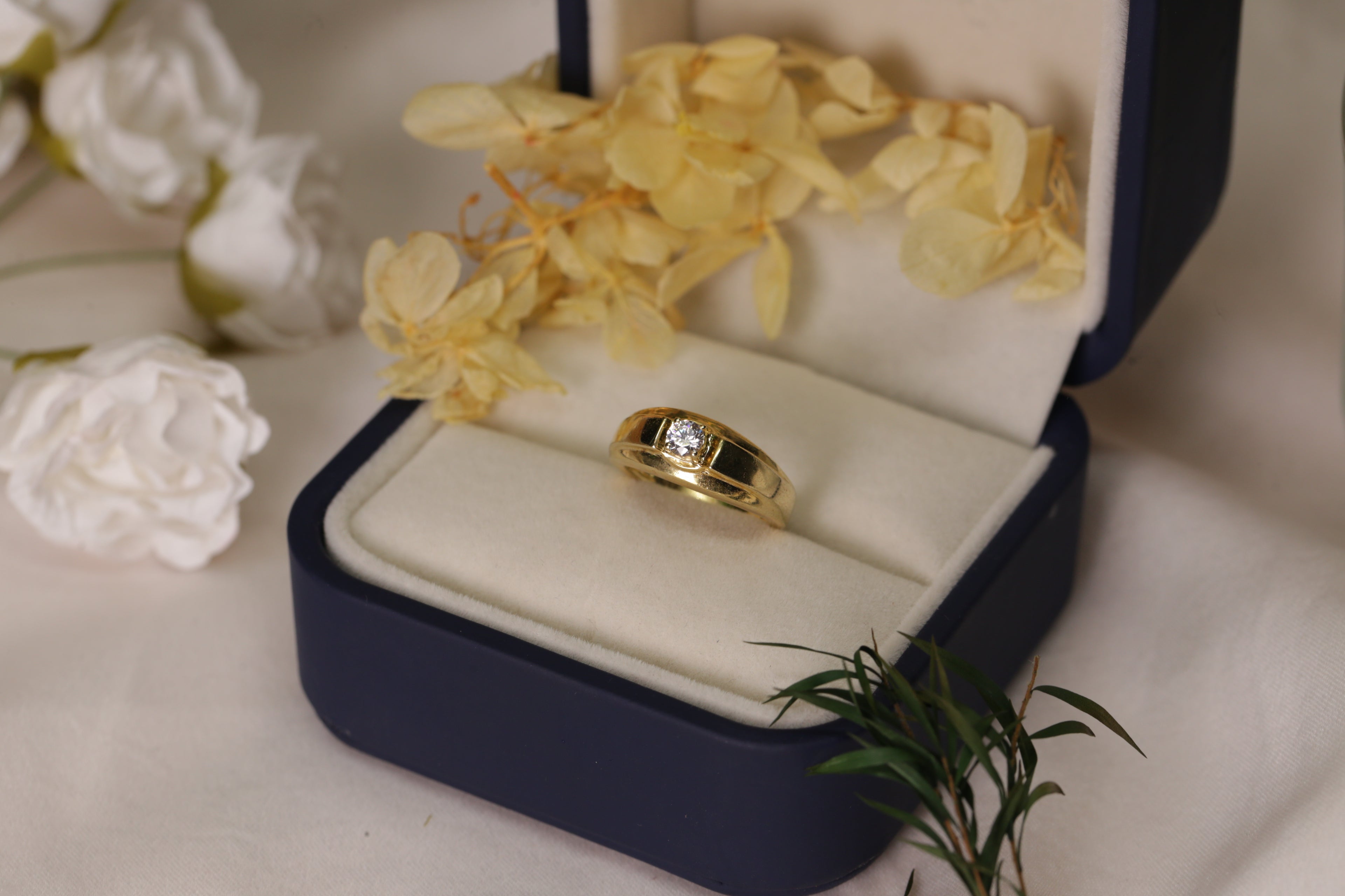 Diamond Single Stone Band Ring