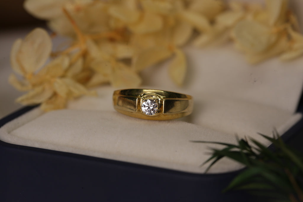 Diamond Single Stone Band Ring