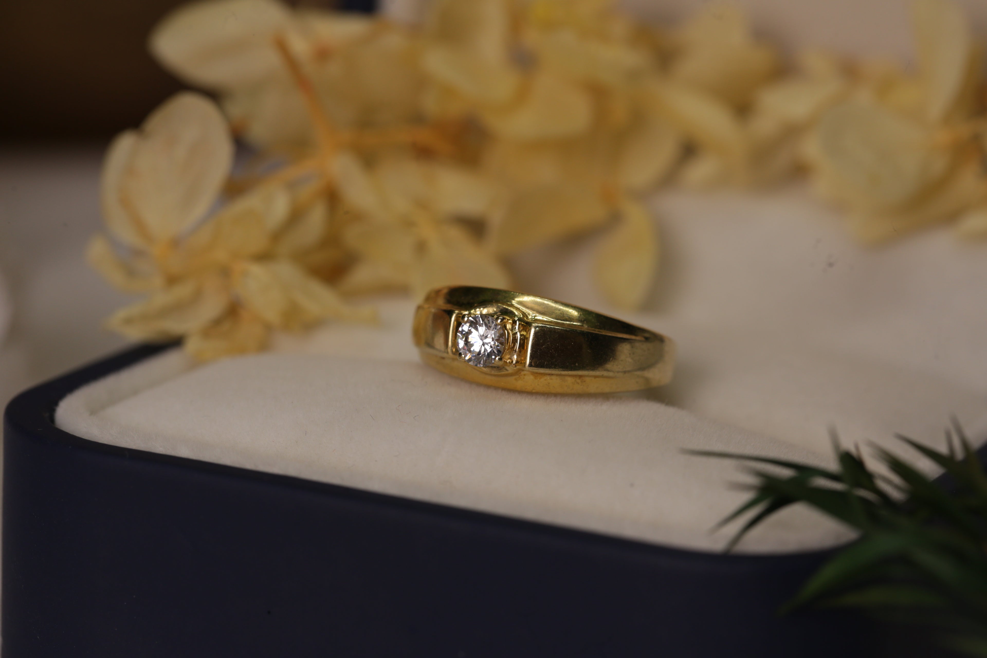 Diamond Single Stone Band Ring