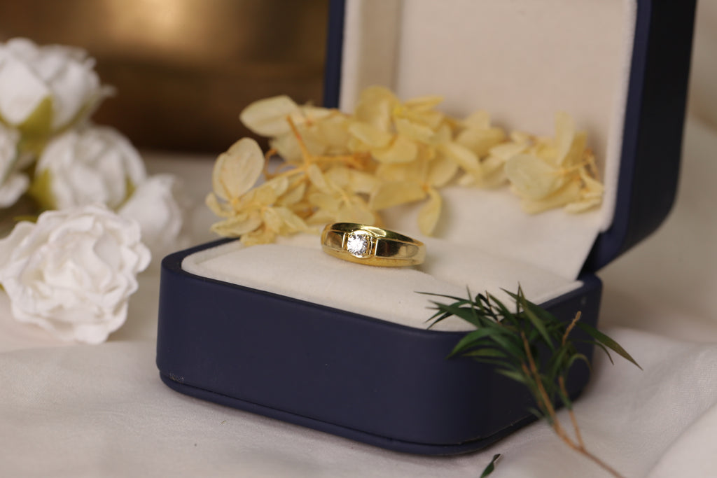 Diamond Single Stone Band Ring