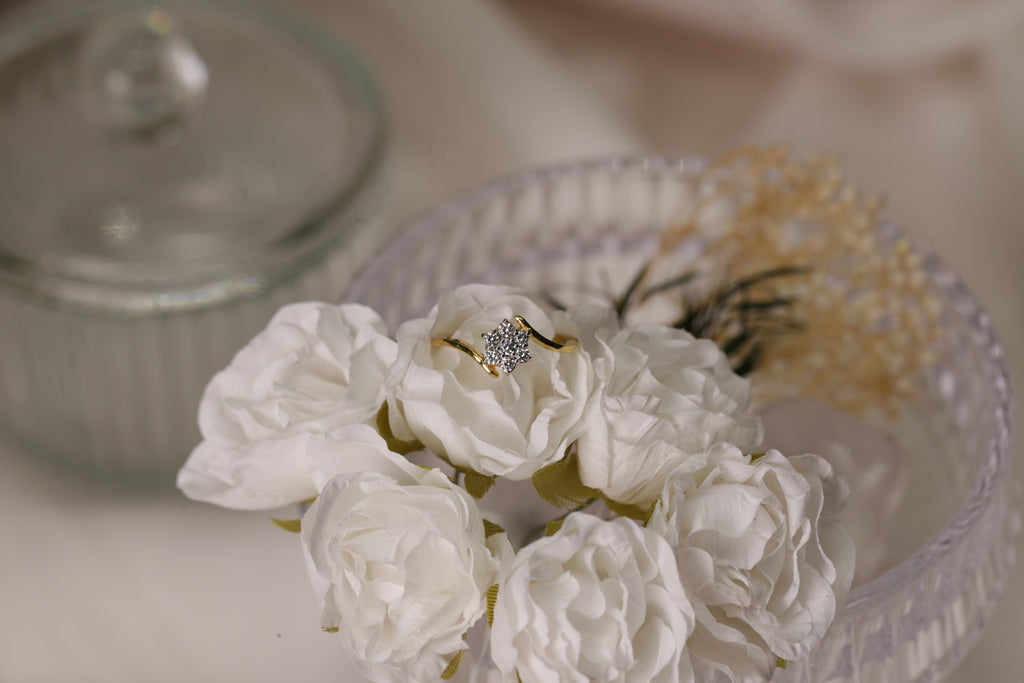 Diamond Floral Cluster Open Band Ring