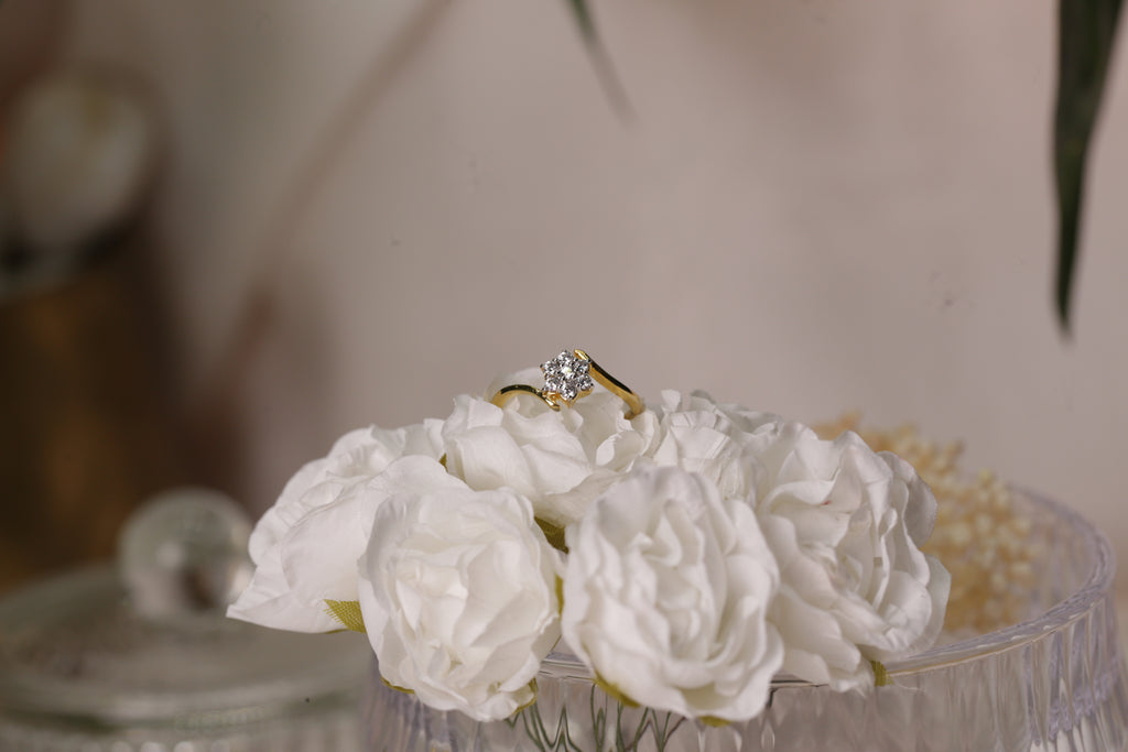 Diamond Floral Cluster Open Band Ring