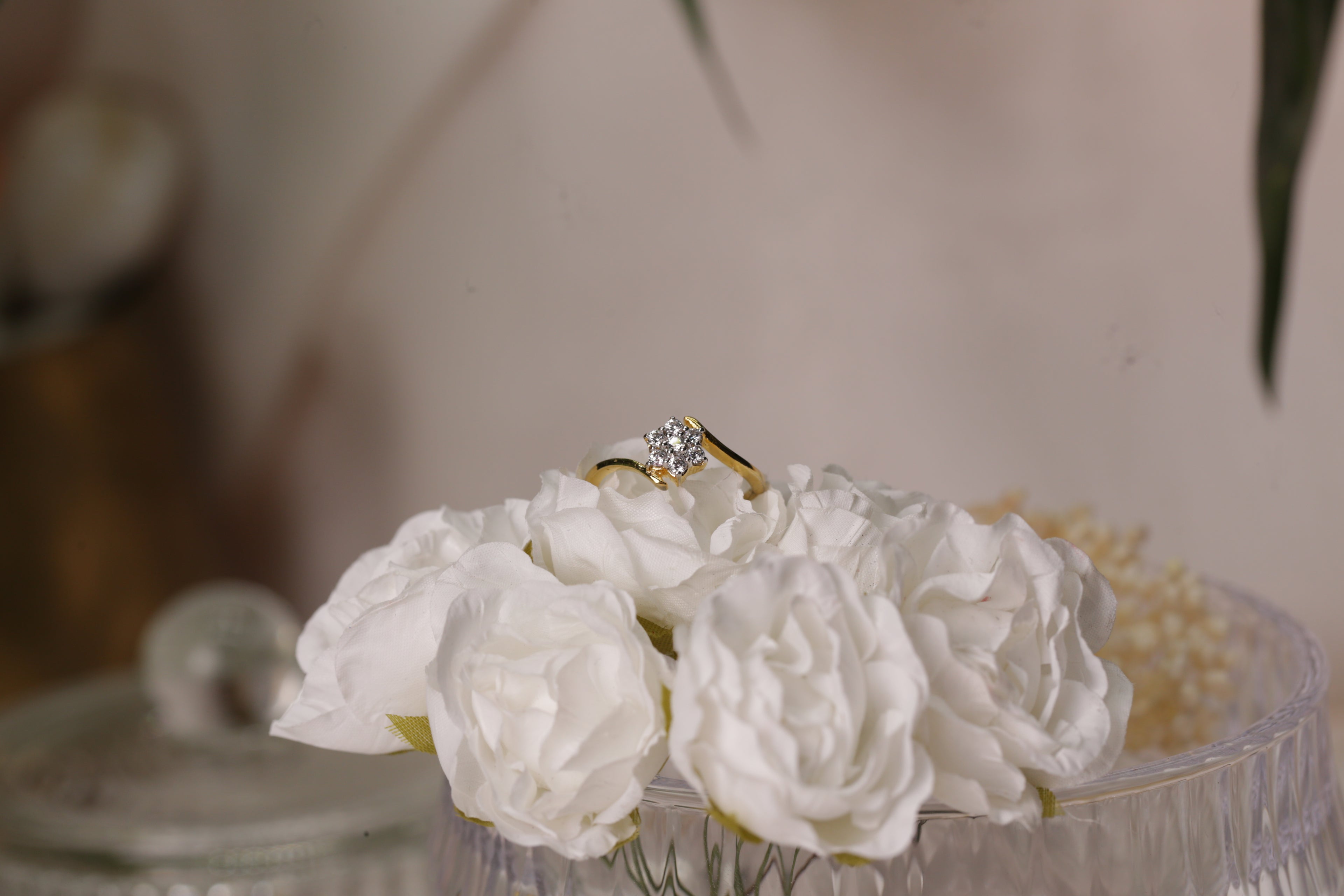 Diamond Floral Cluster Open Band Ring