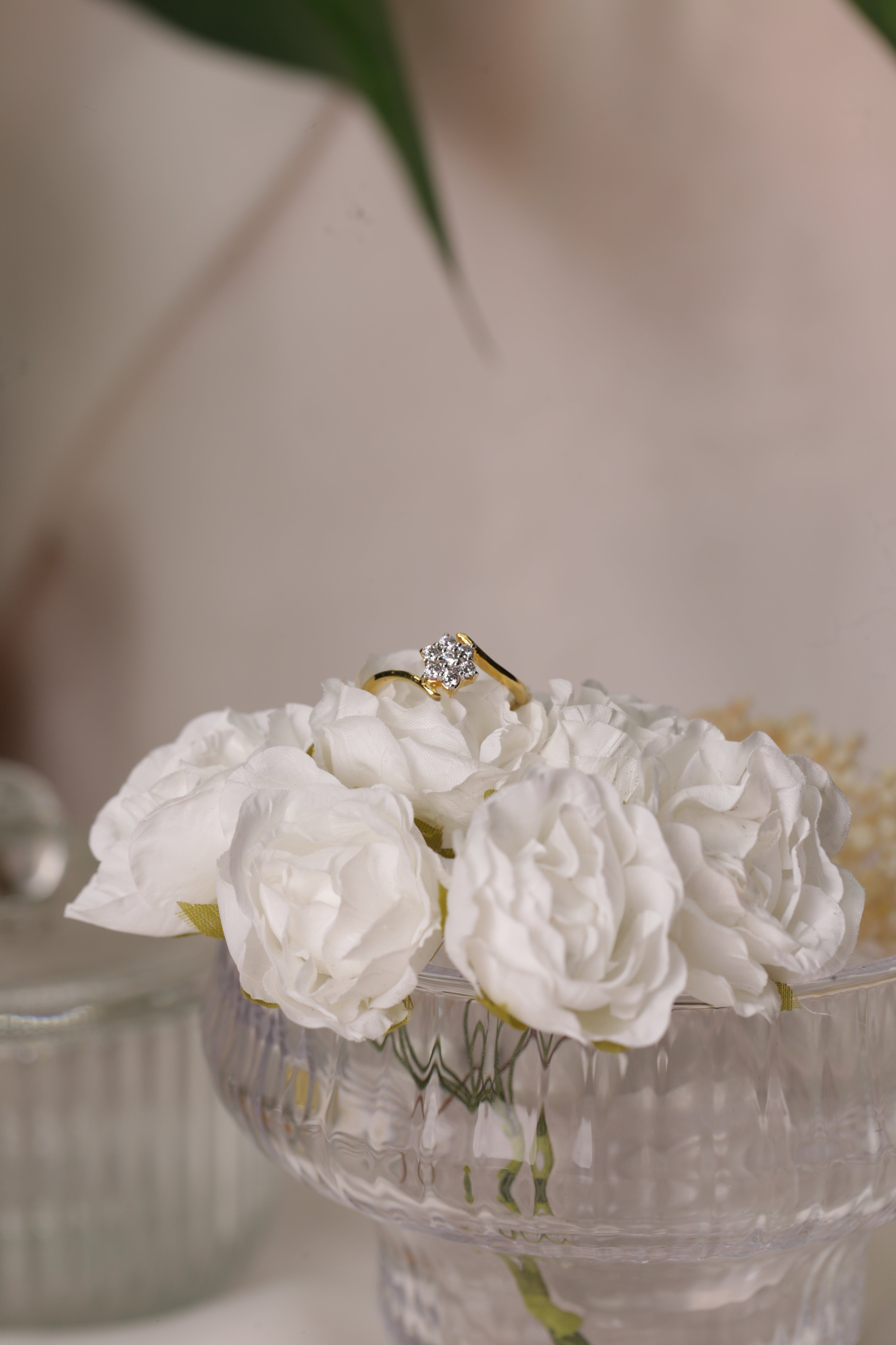 Diamond Floral Cluster Open Band Ring