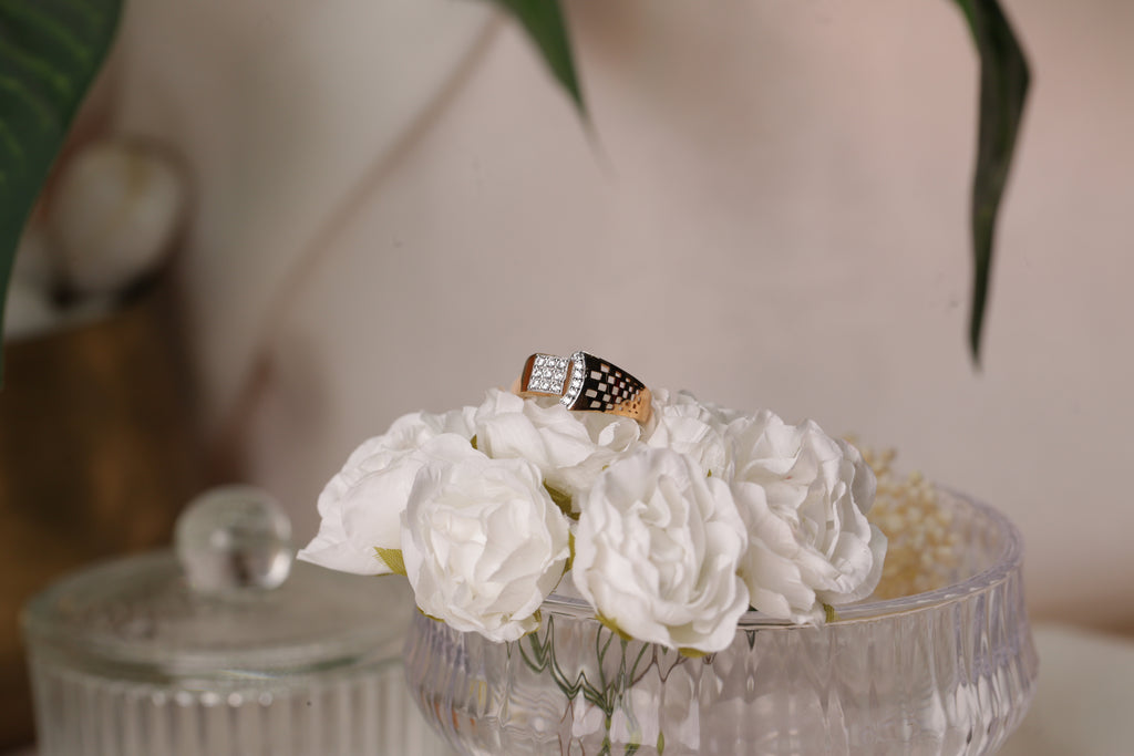 Diamond Panel Wide Band Ring