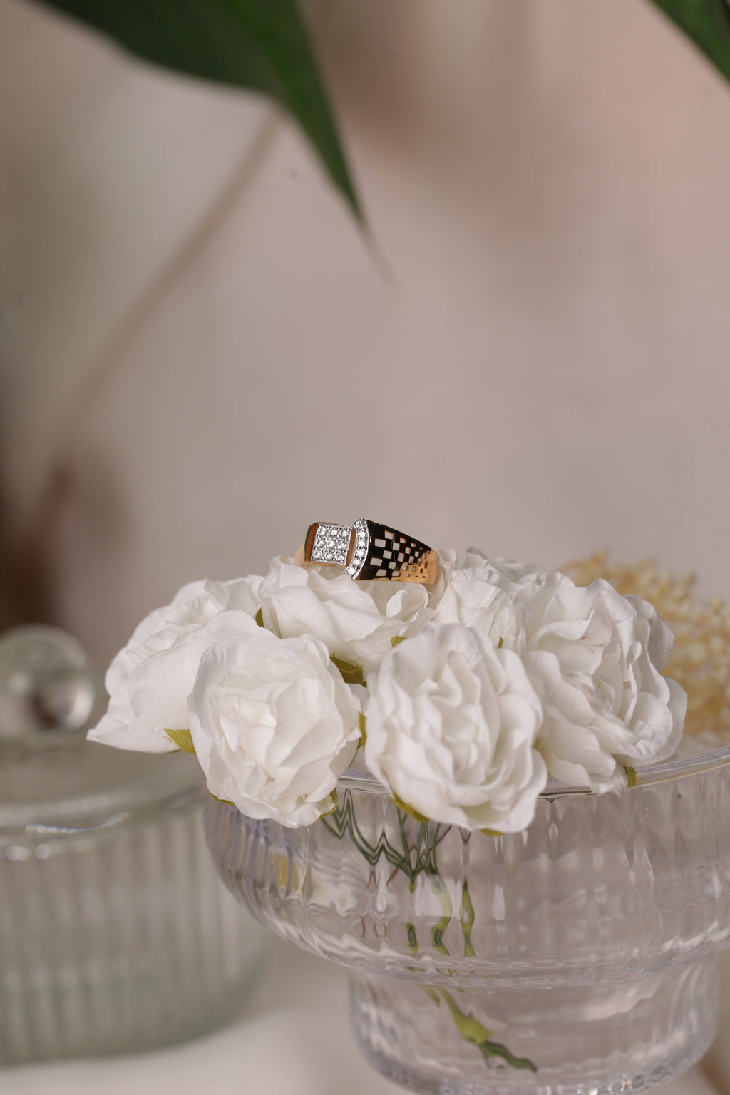 Diamond Panel Wide Band Ring