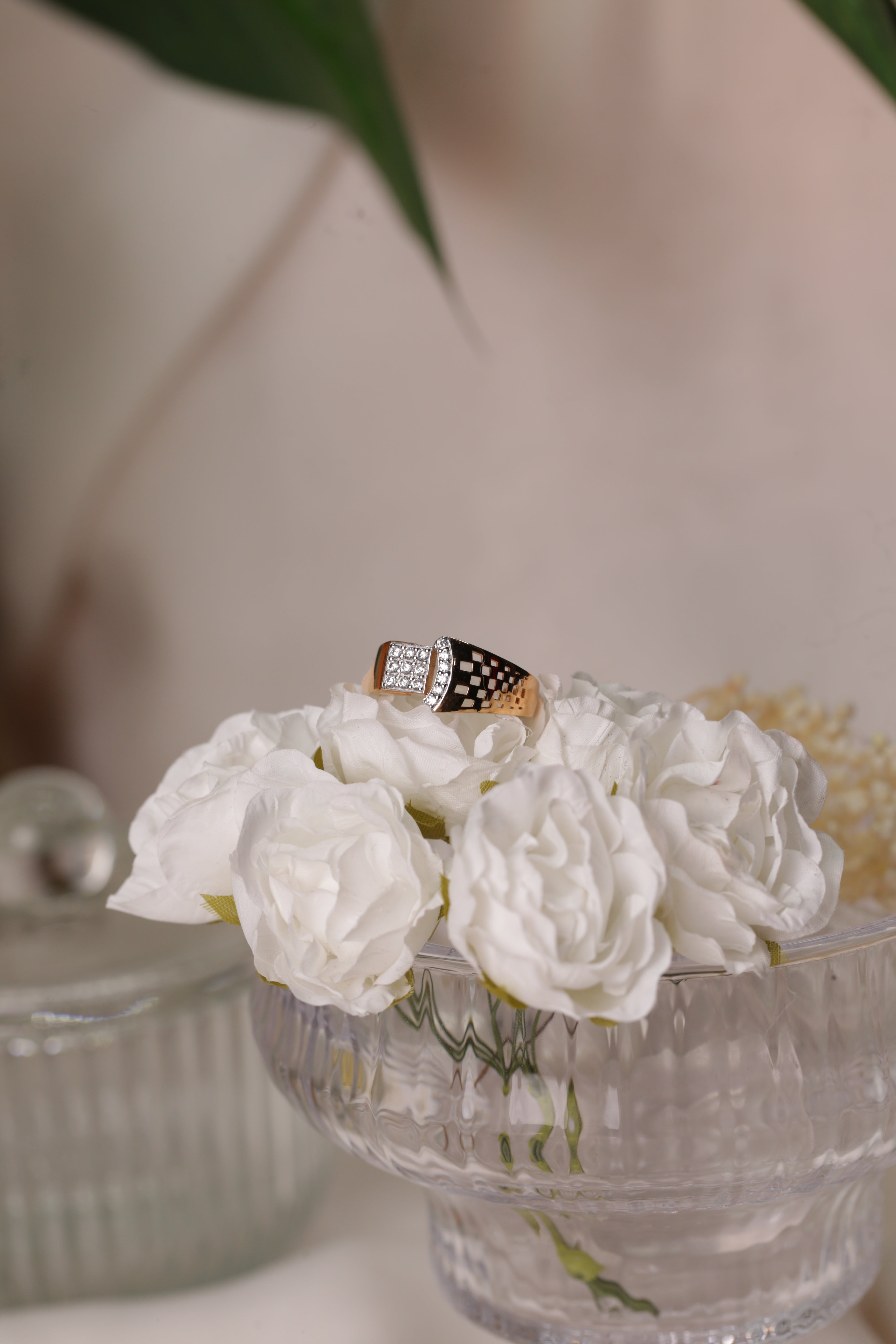 Diamond Panel Wide Band Ring