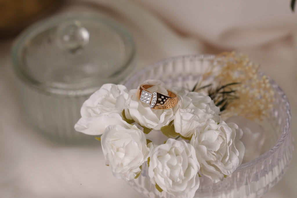 Diamond Panel Wide Band Ring