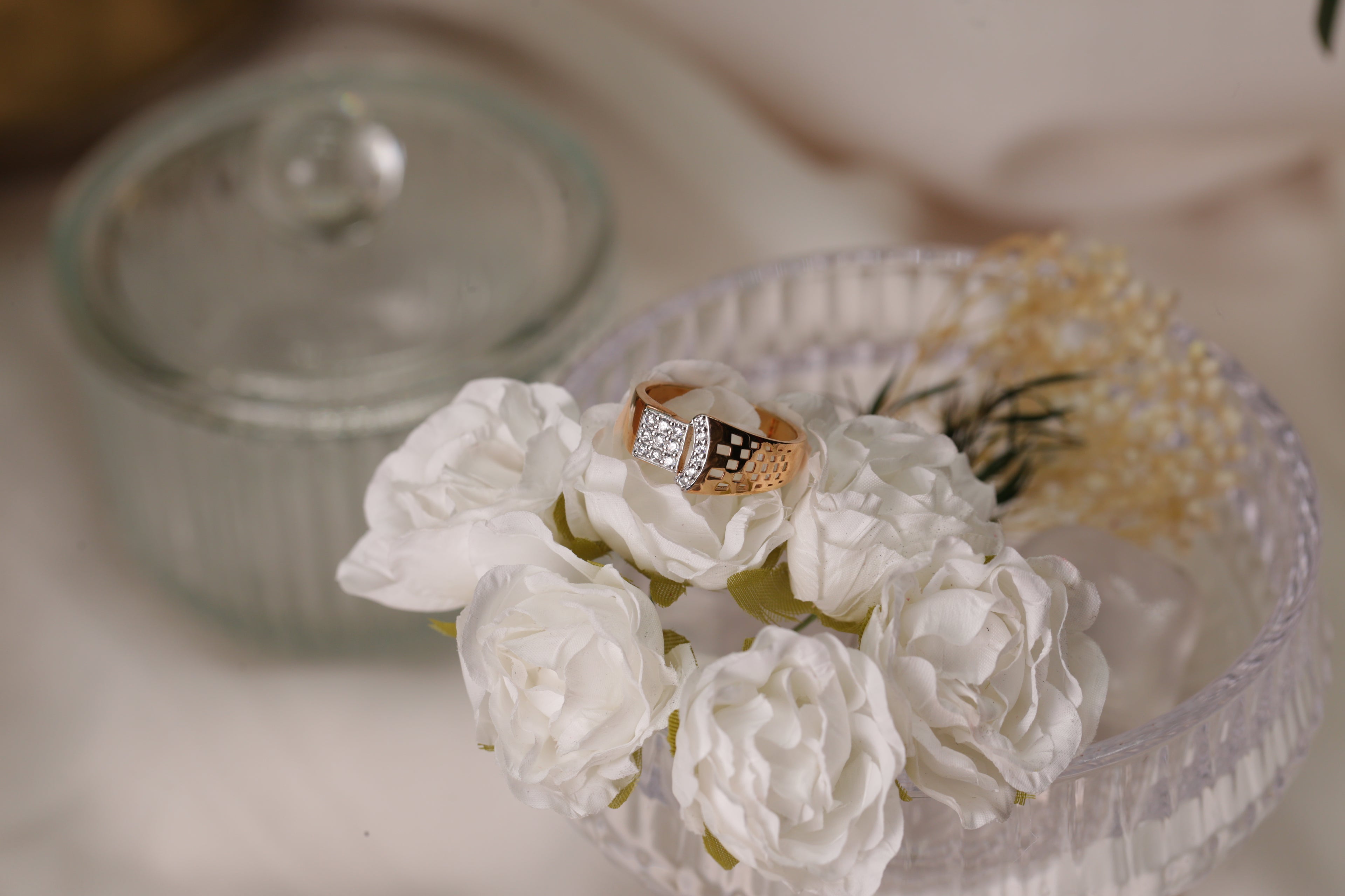 Diamond Panel Wide Band Ring