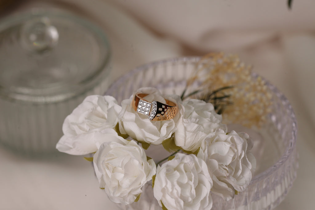 Diamond Panel Wide Band Ring