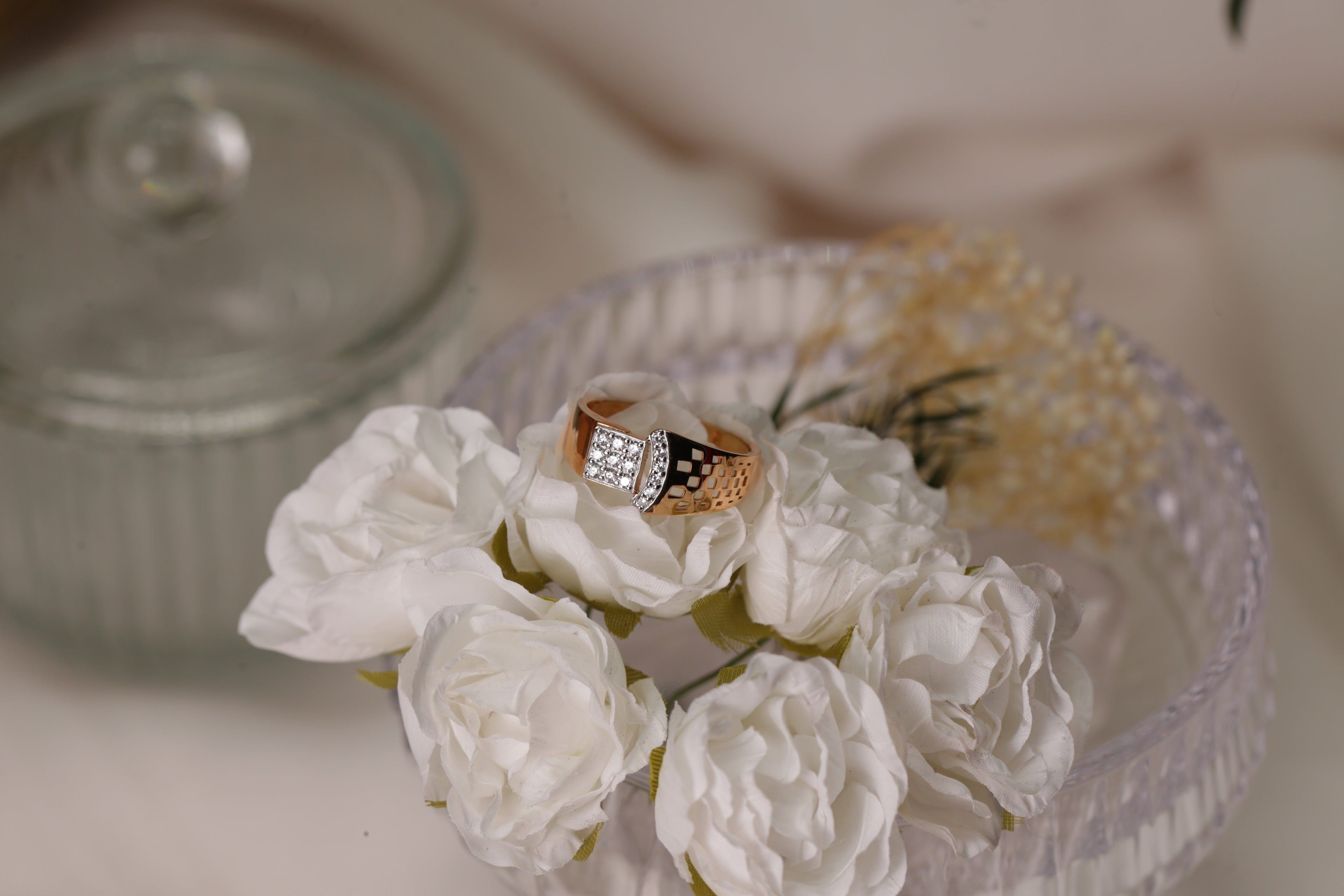 Diamond Panel Wide Band Ring