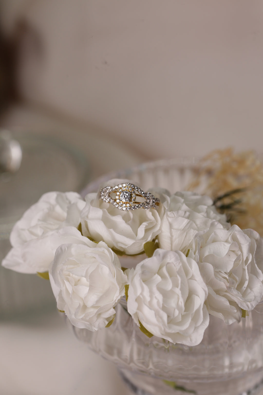 Diamond Open Halo Center Band Ring