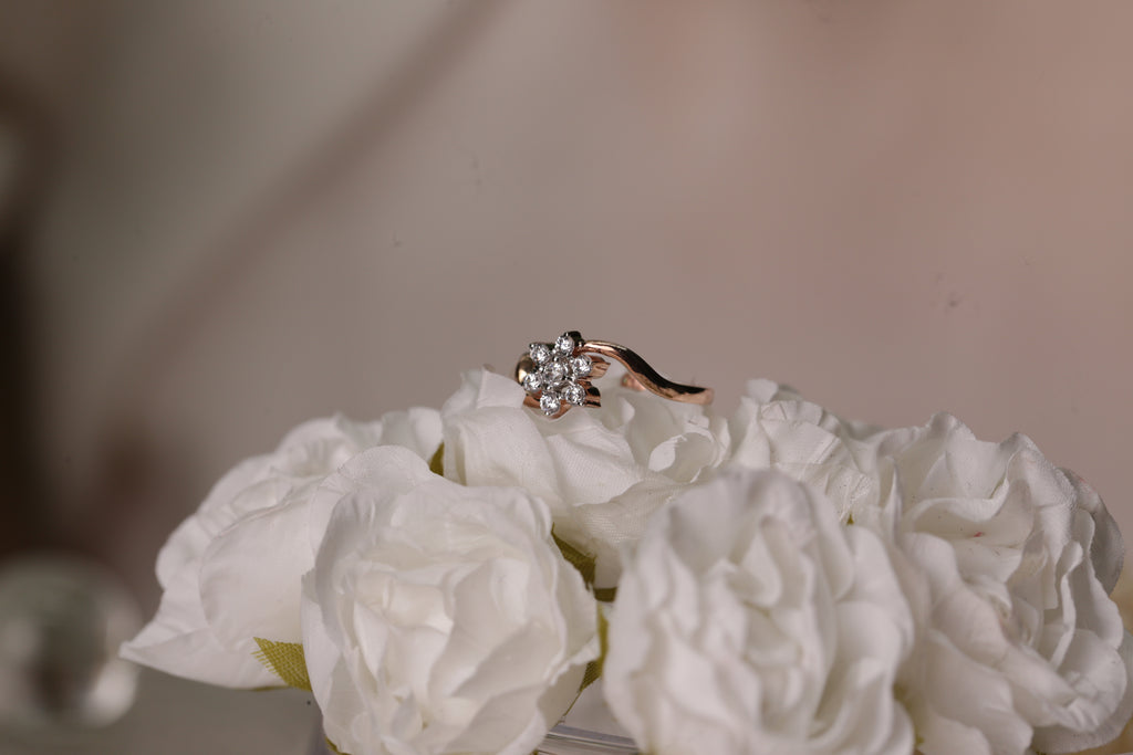 Diamond Floral Cluster Open Band Ring
