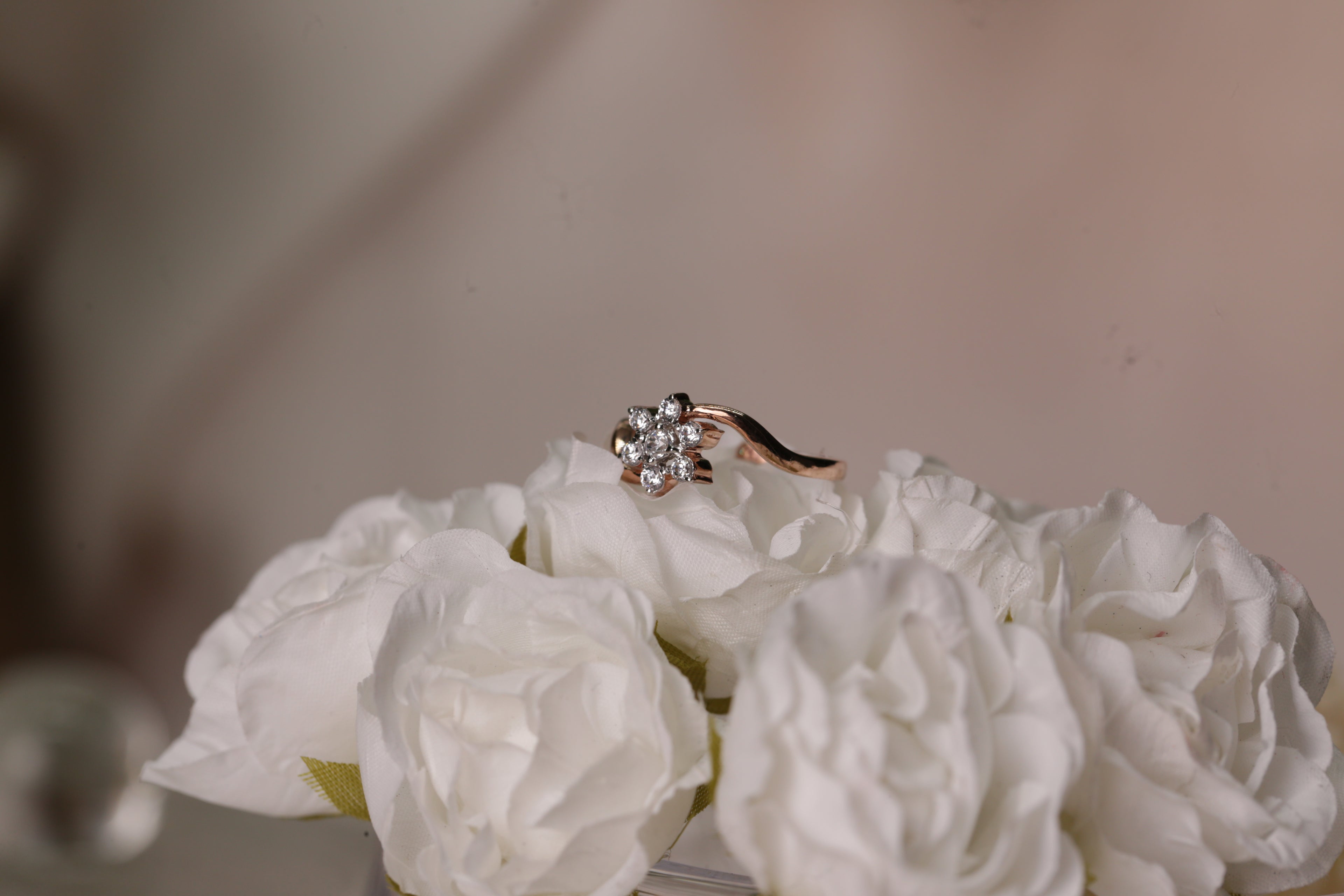 Diamond Floral Cluster Open Band Ring