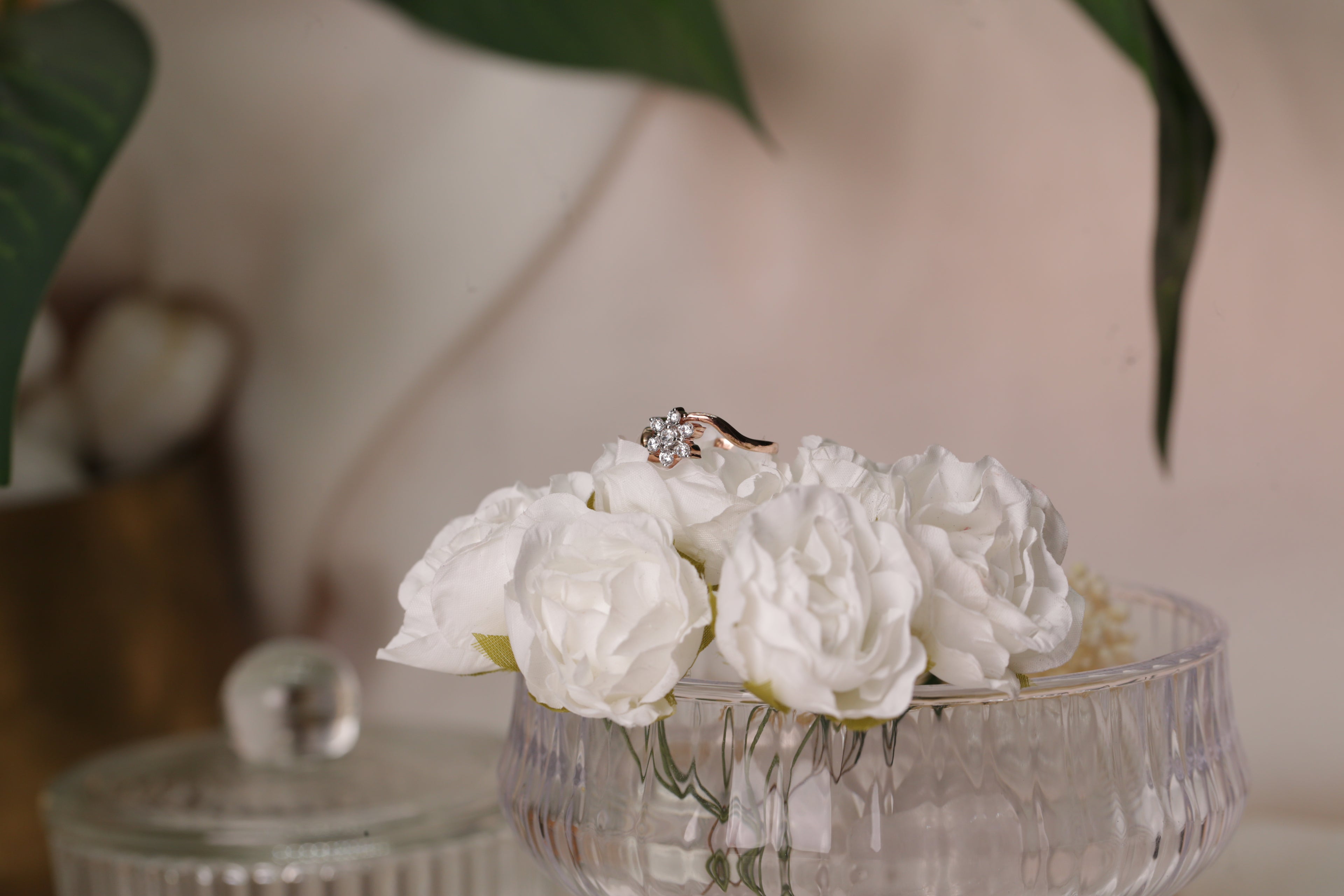 Diamond Floral Cluster Open Band Ring