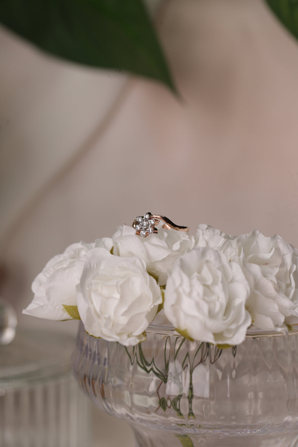 Diamond Floral Cluster Open Band Ring
