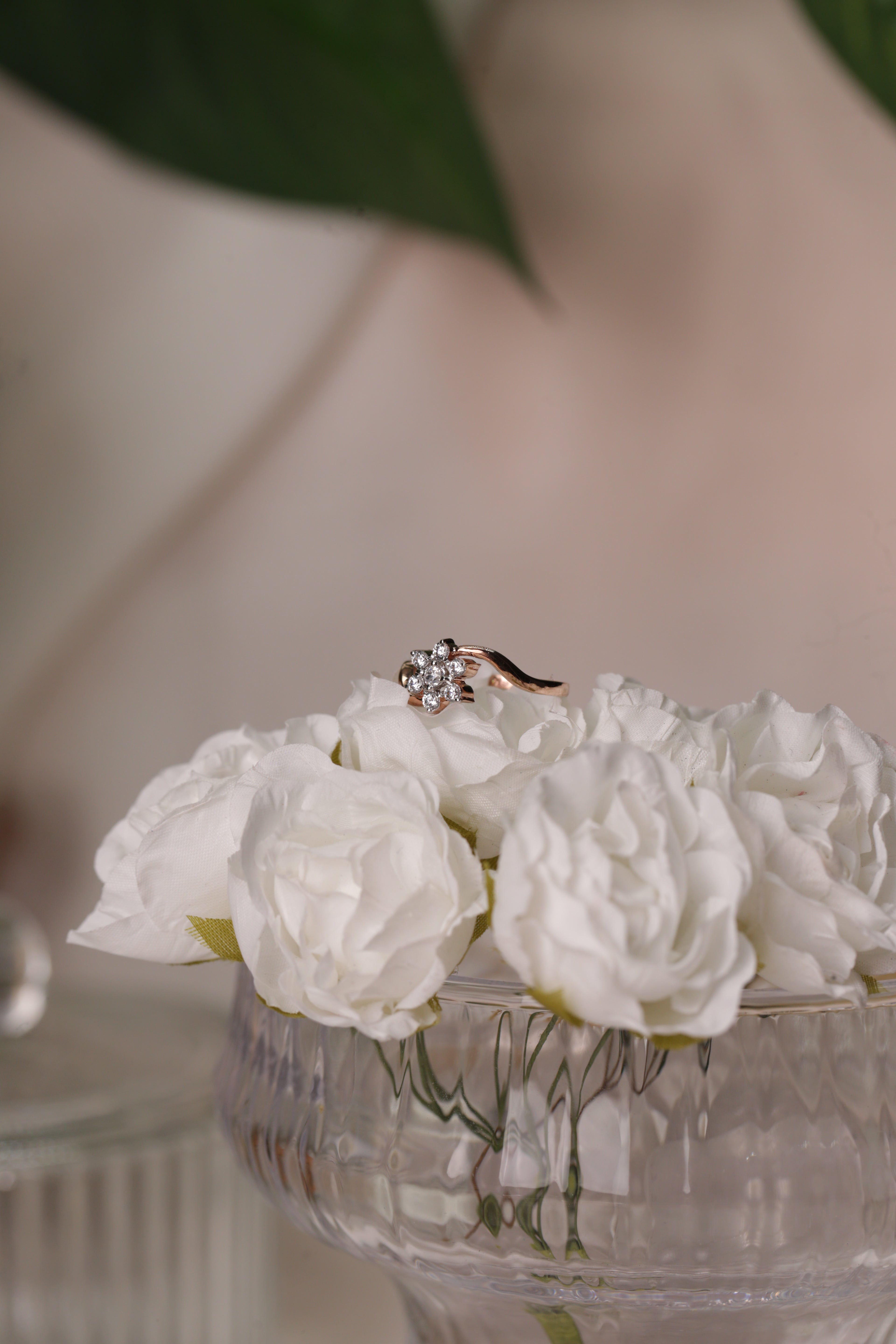 Diamond Floral Cluster Open Band Ring