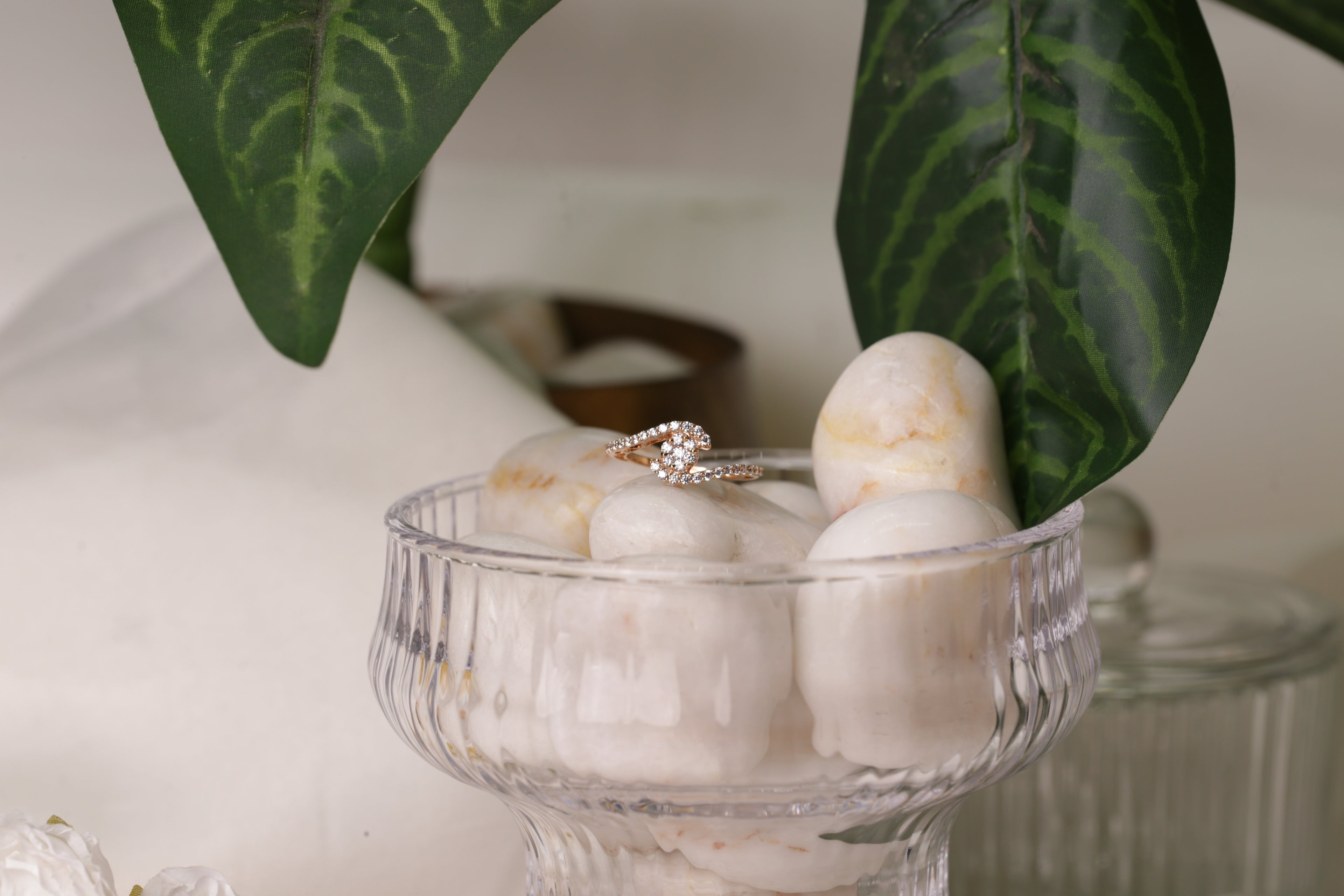 Diamond Crescent Open Band Ring