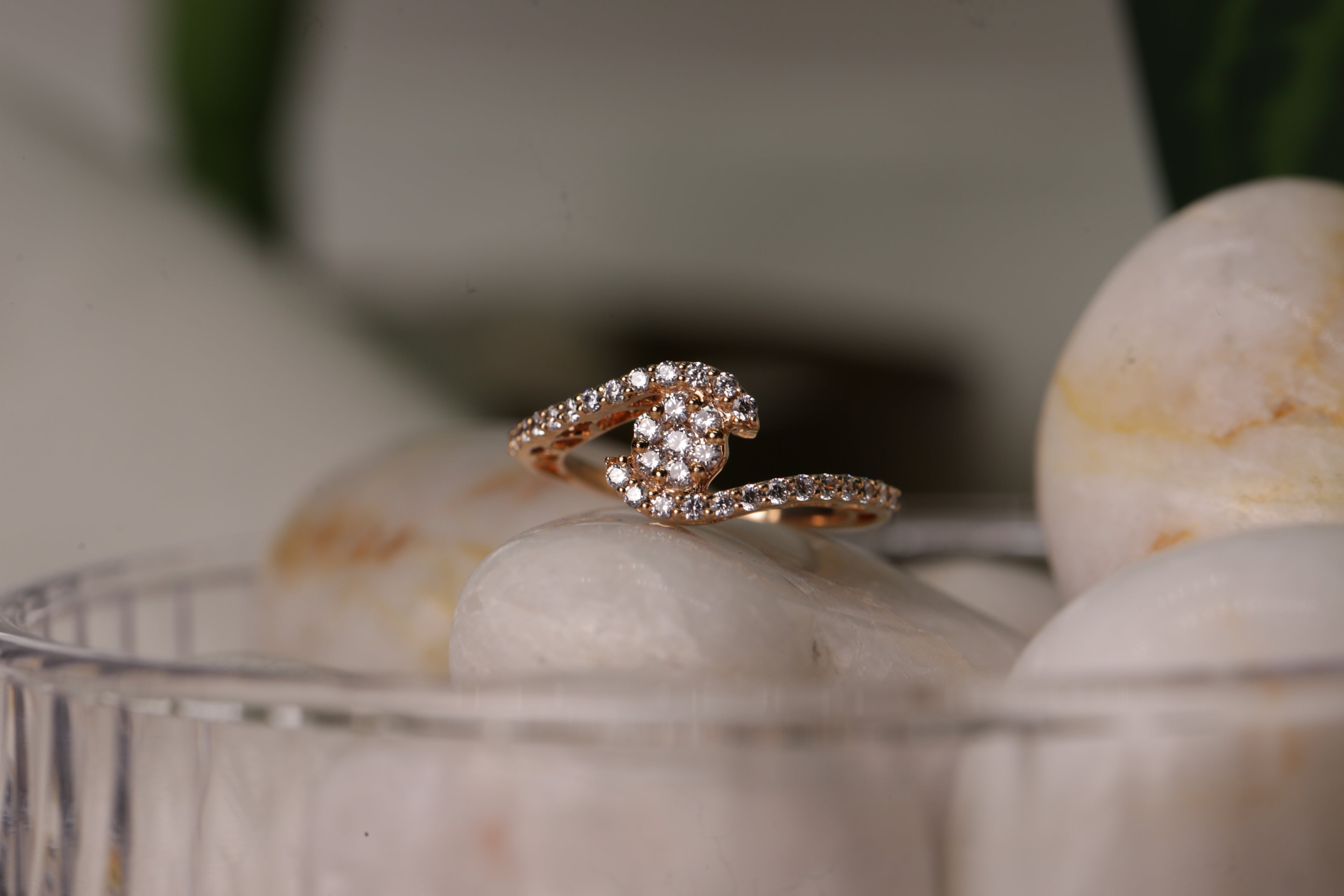 Diamond Crescent Open Band Ring