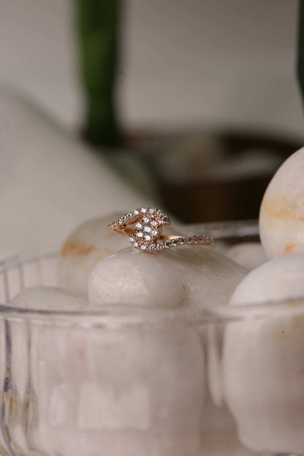 Diamond Crescent Open Band Ring