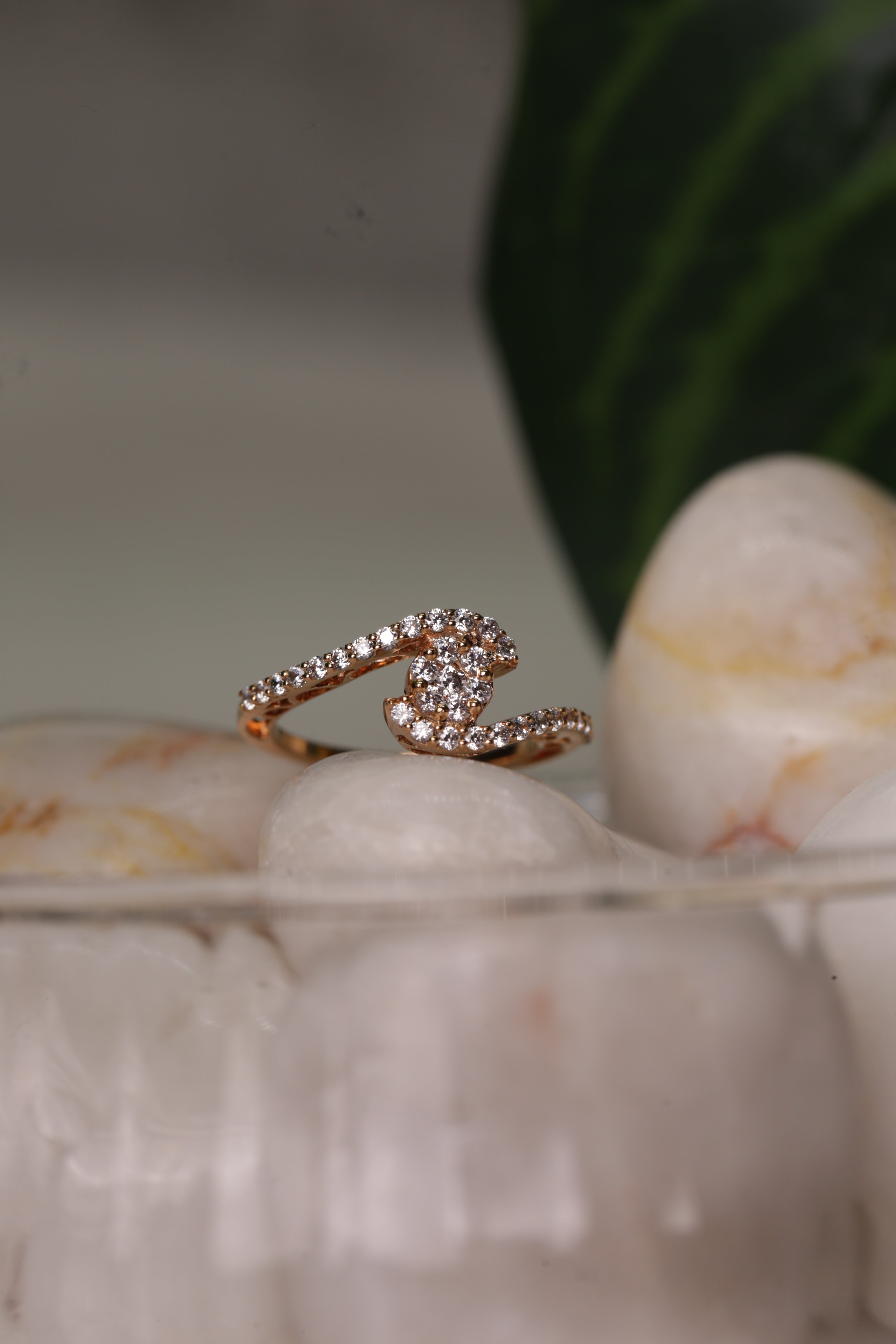 Diamond Crescent Open Band Ring