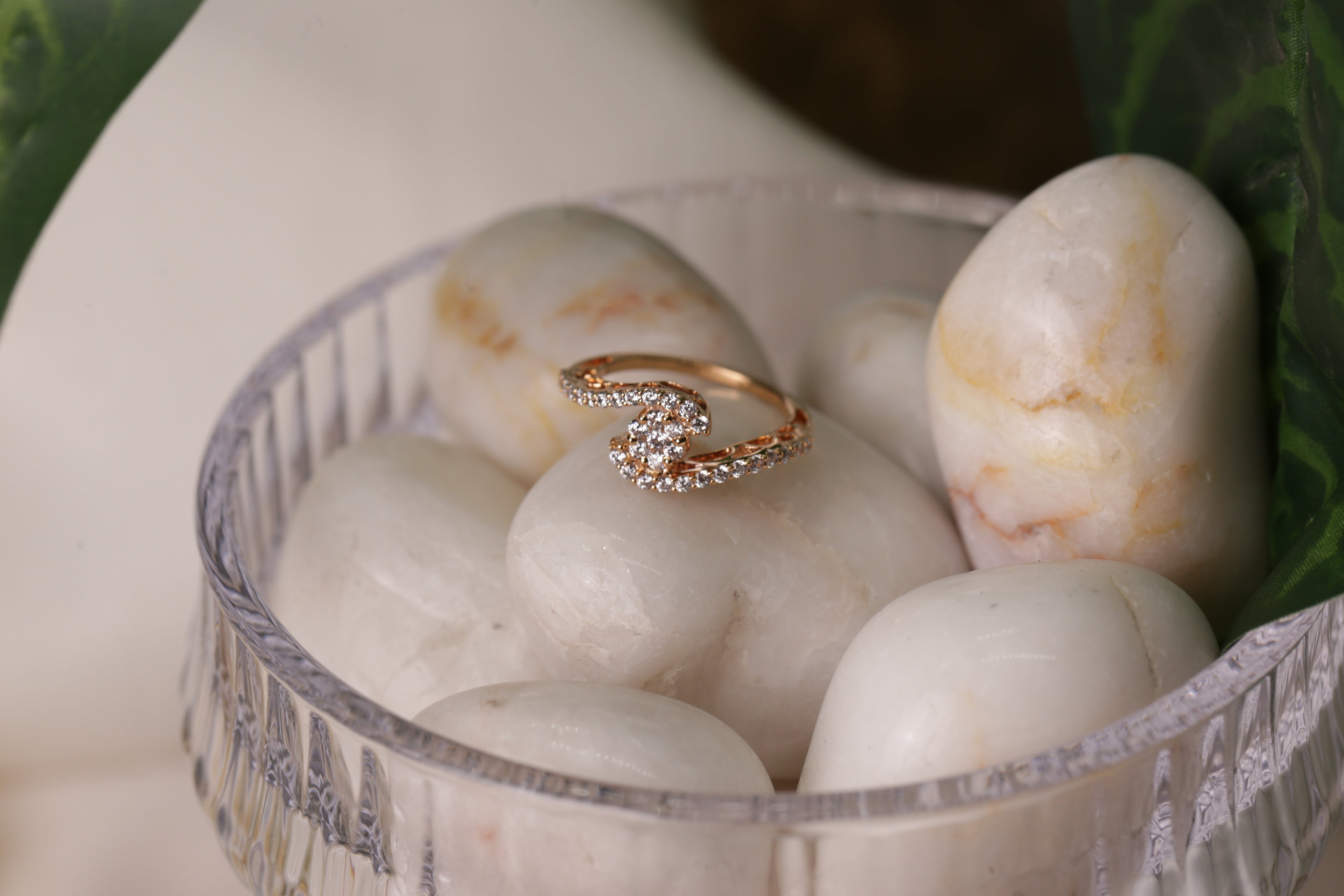 Diamond Crescent Open Band Ring