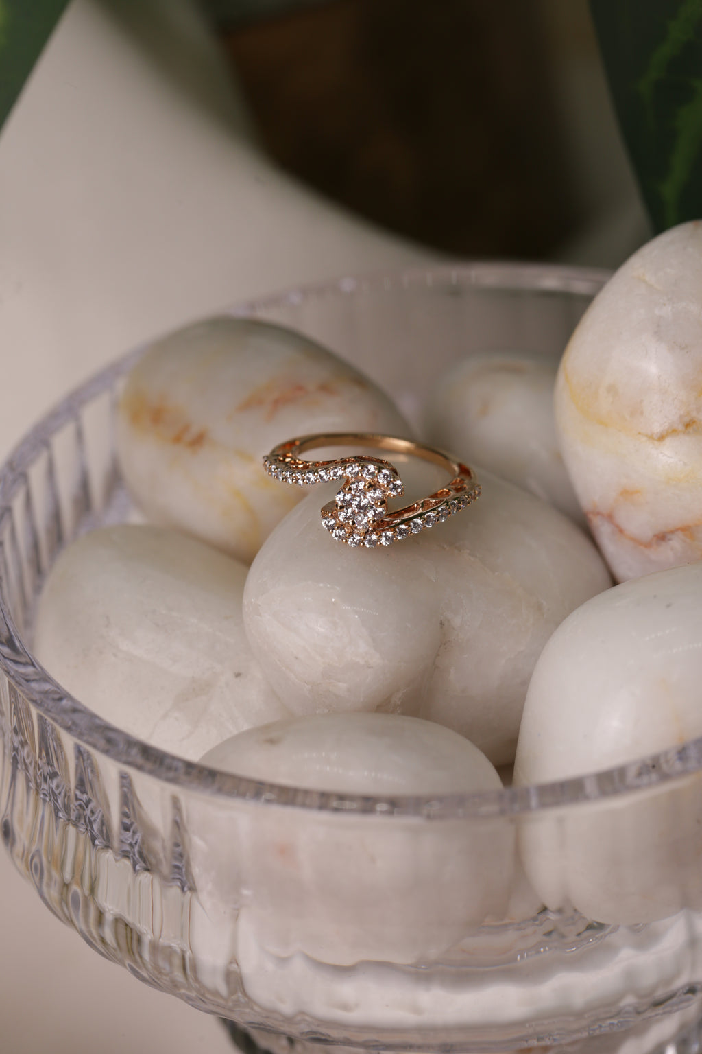 Diamond Crescent Open Band Ring