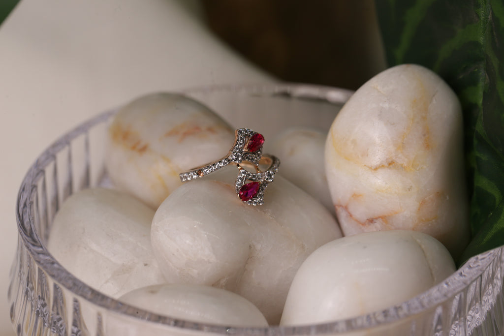 Ruby Diamond Open Style Band Ring