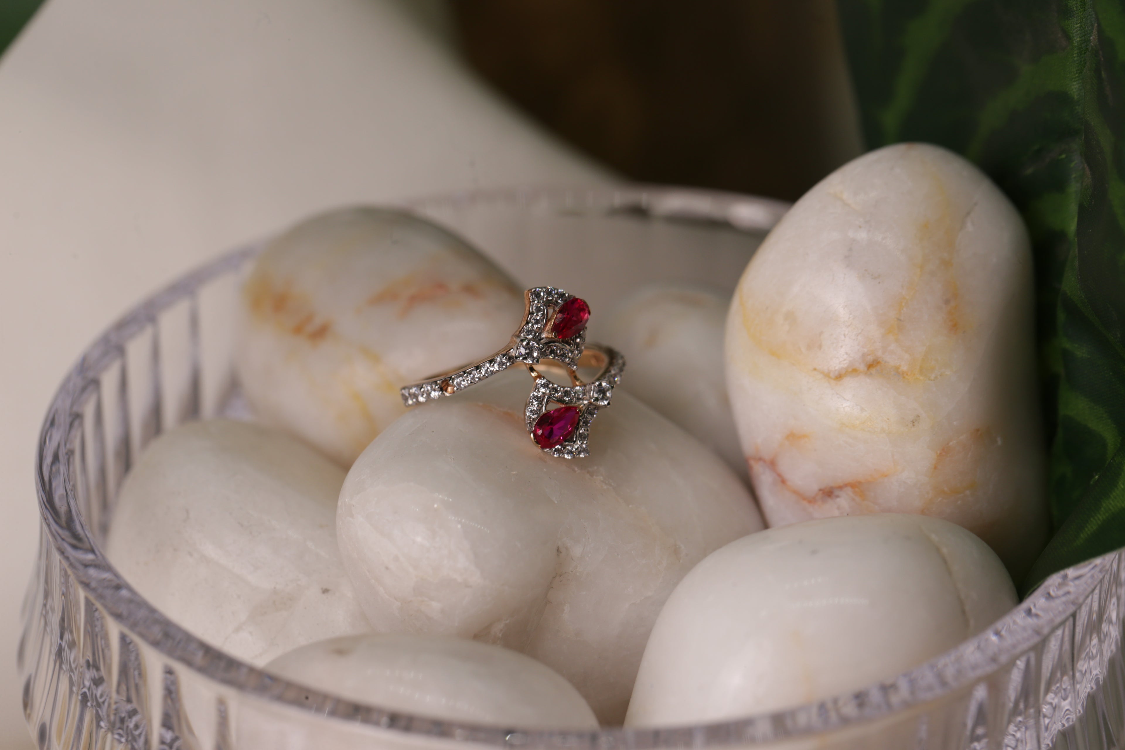 Ruby Diamond Open Style Band Ring