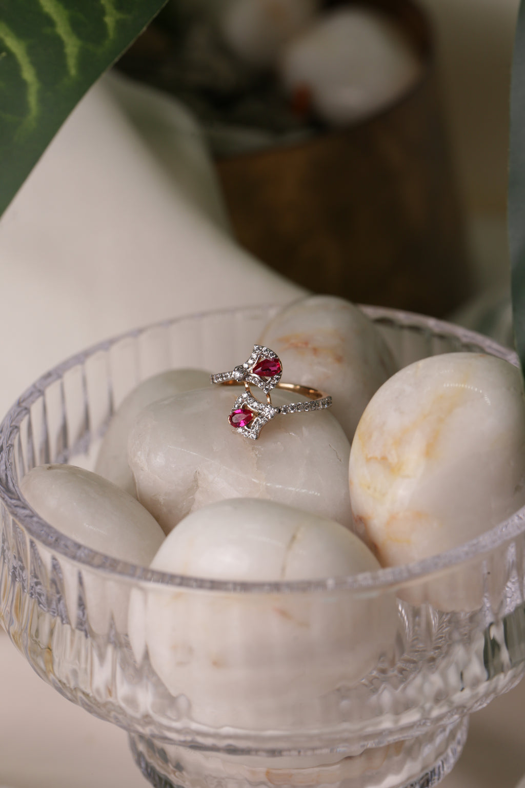 Ruby Diamond Open Style Band Ring