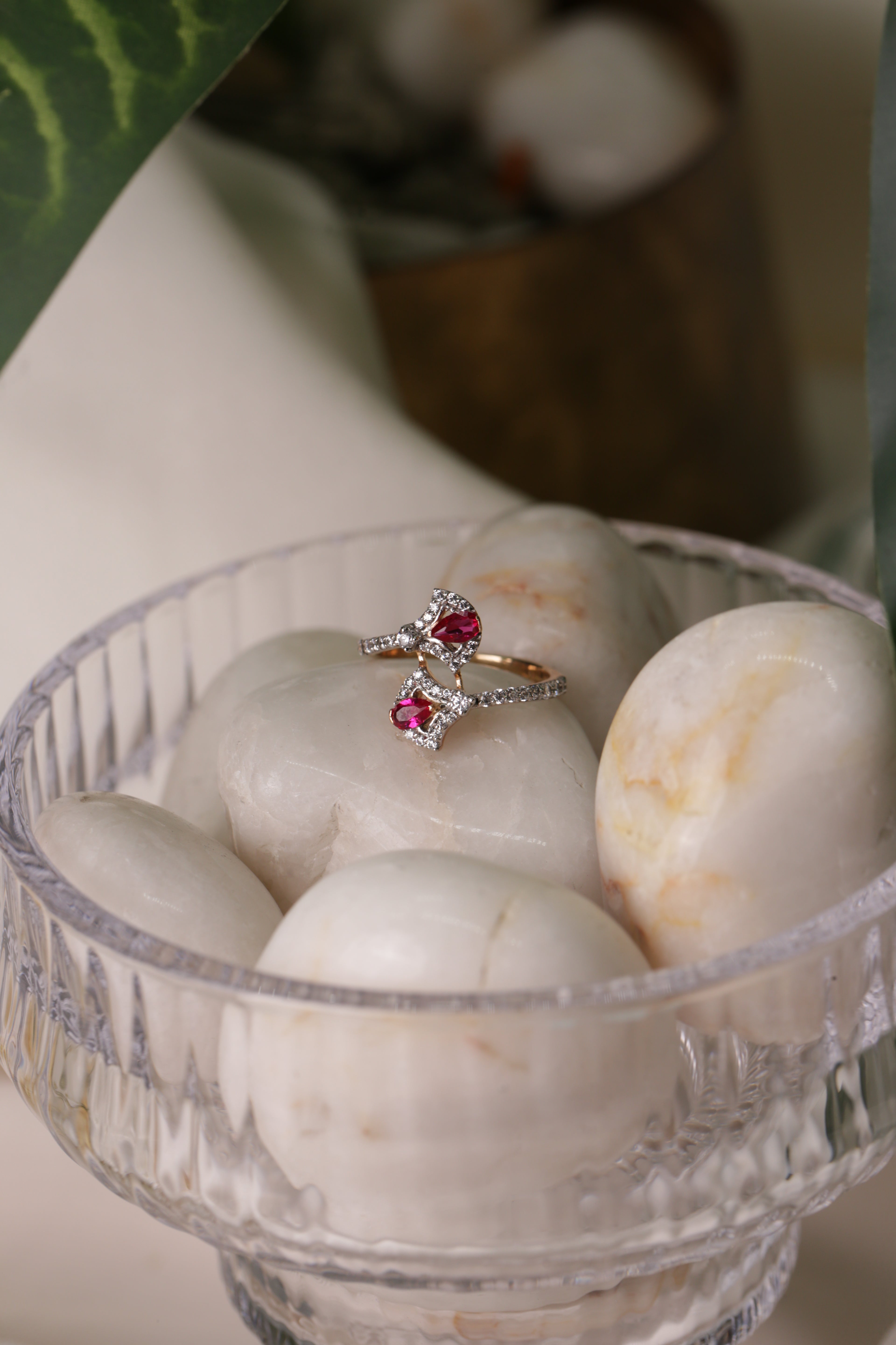 Ruby Diamond Open Style Band Ring