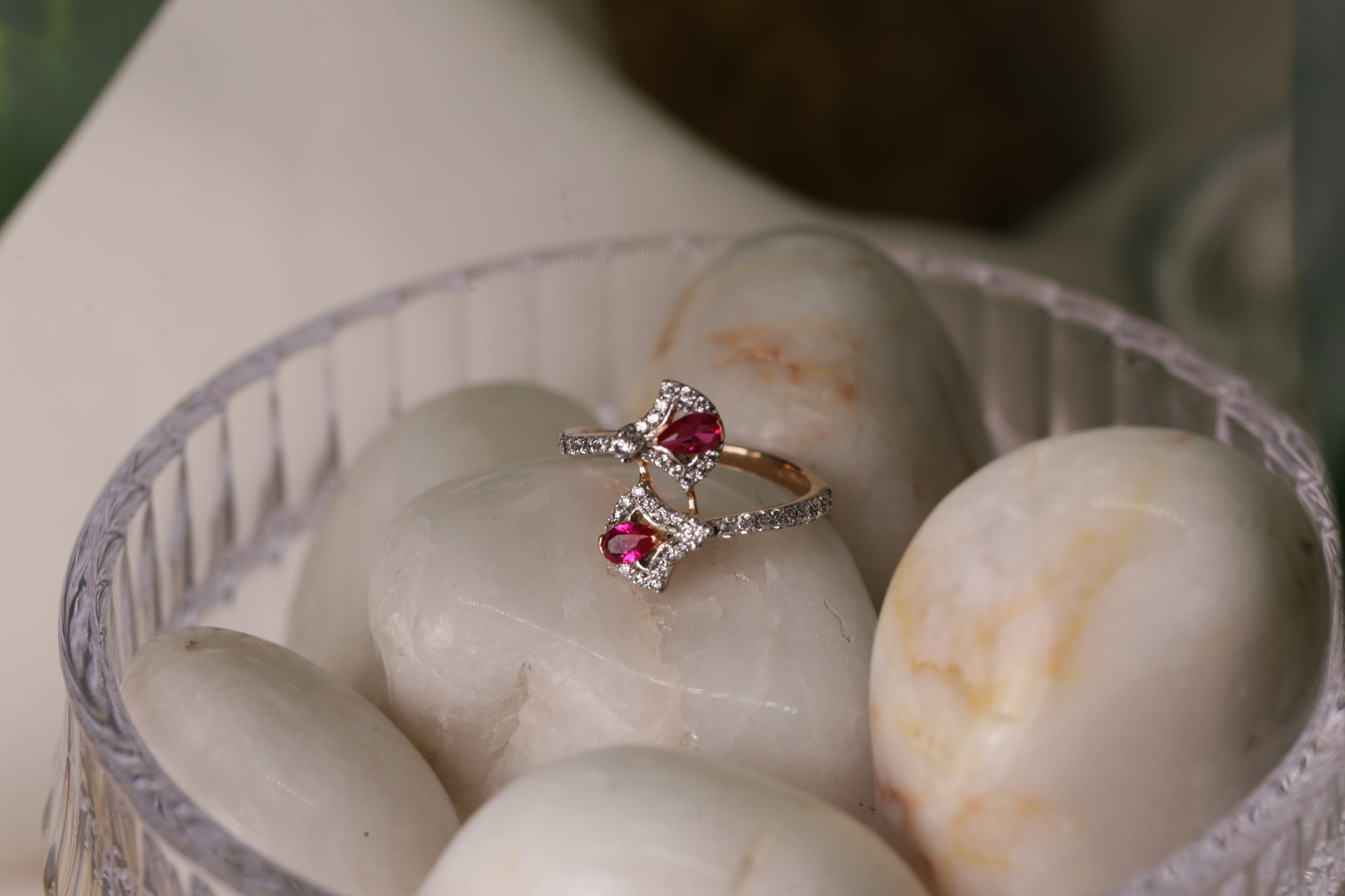 Ruby Diamond Open Style Band Ring